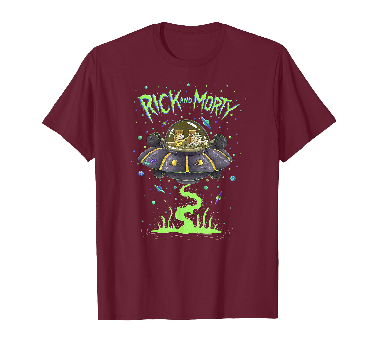 Rick and Morty Spaceship Getaway Funny Cartoon T-Shirt