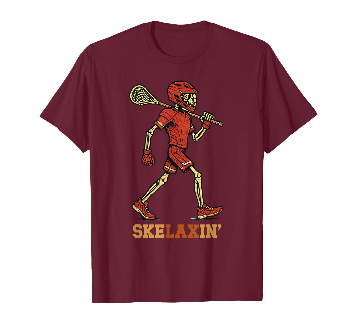 Skelexin' Lacrosse Stick Vintage Skeleton Halloween Lacrosse T-Shirt