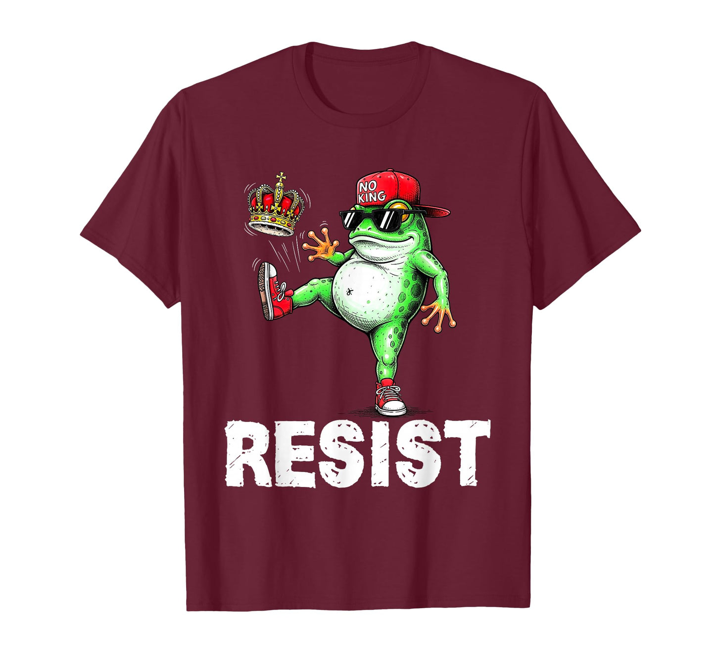 Vintage Cool Frog Resist No King Graphic Retro Streetwear T-Shirt
