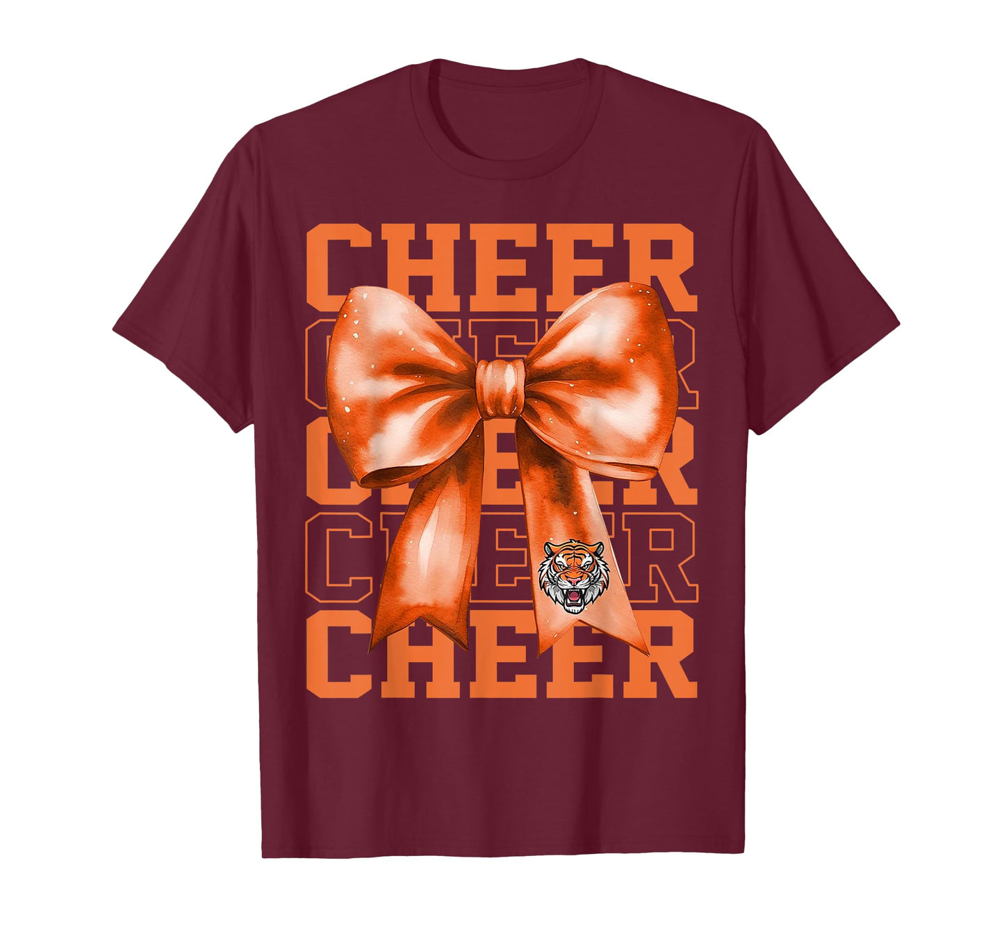 Cheer Coquette Tiger Bow Game Day Team Mascot T-Shirt