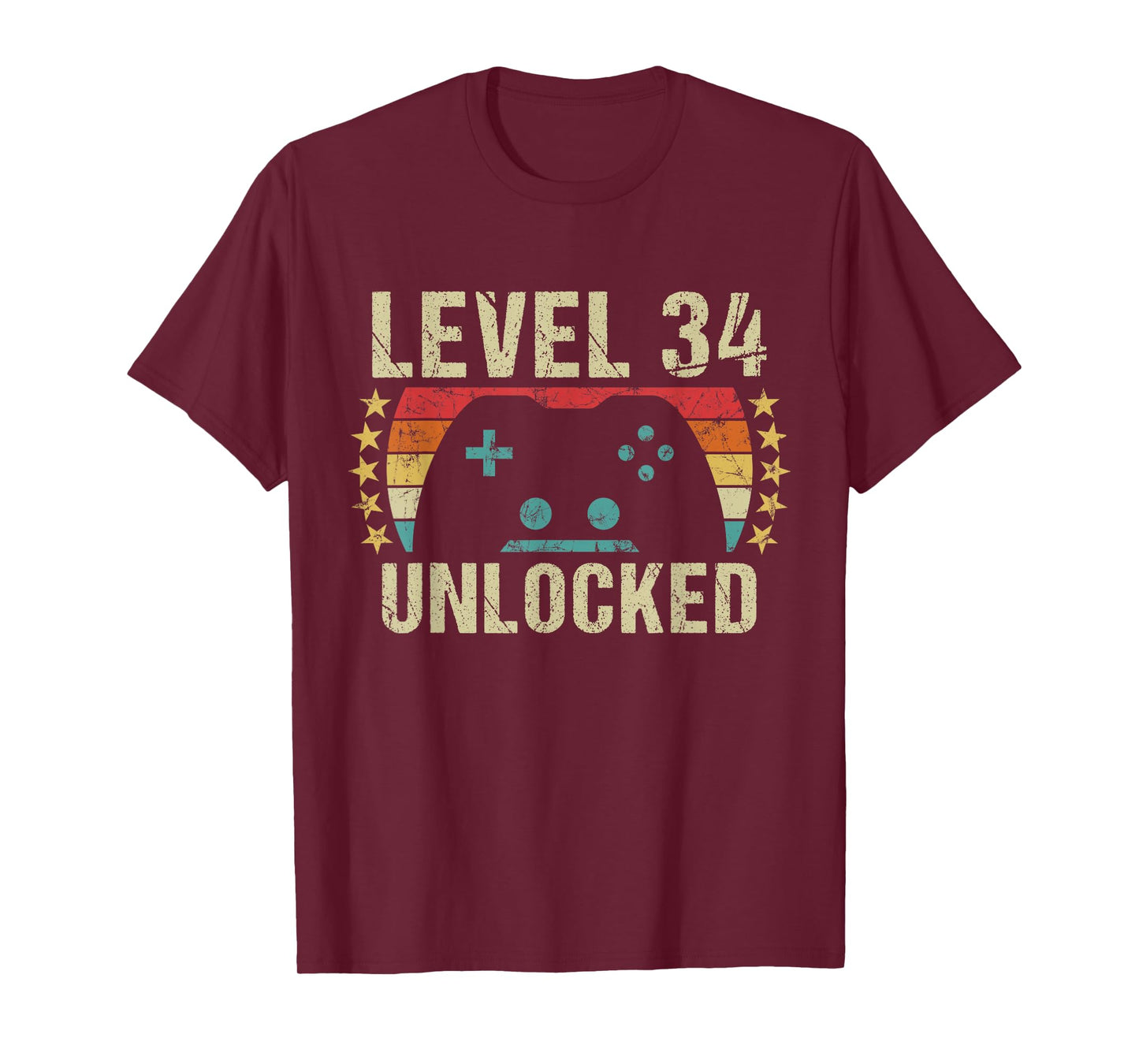 Gaming Vintage 34th Birthday Gift 34 Year Old Boy Girl Gamer T-Shirt