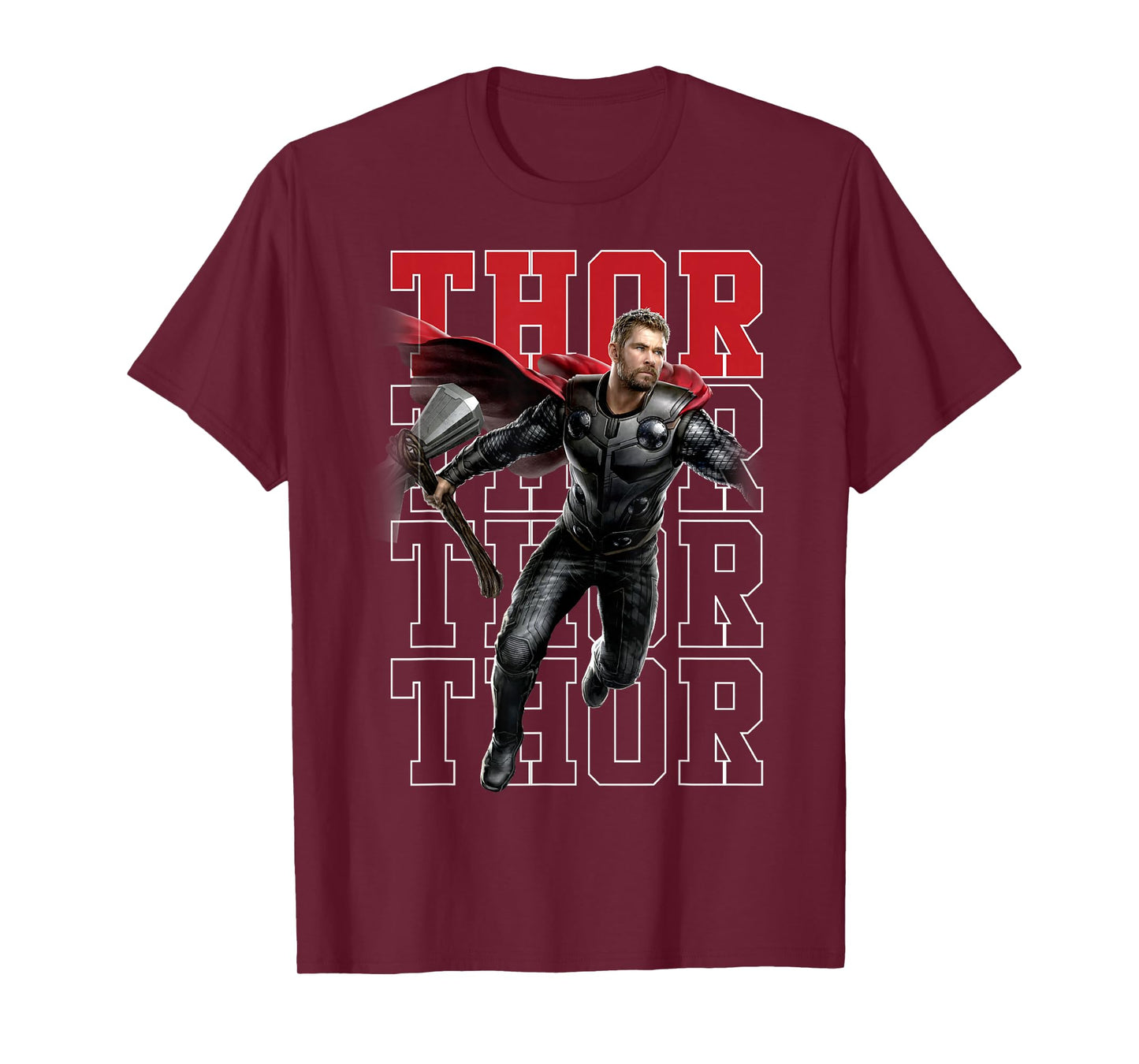 Marvel Avengers Endgame Thor Pose Name Stack Graphic Tee T-Shirt