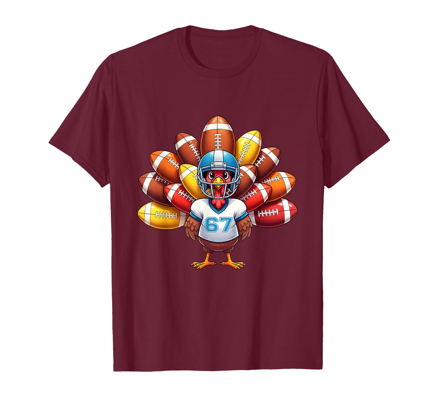 Six Seven 6 7 Meme Thanksgiving Football Turkey Six Seven T-Shirt