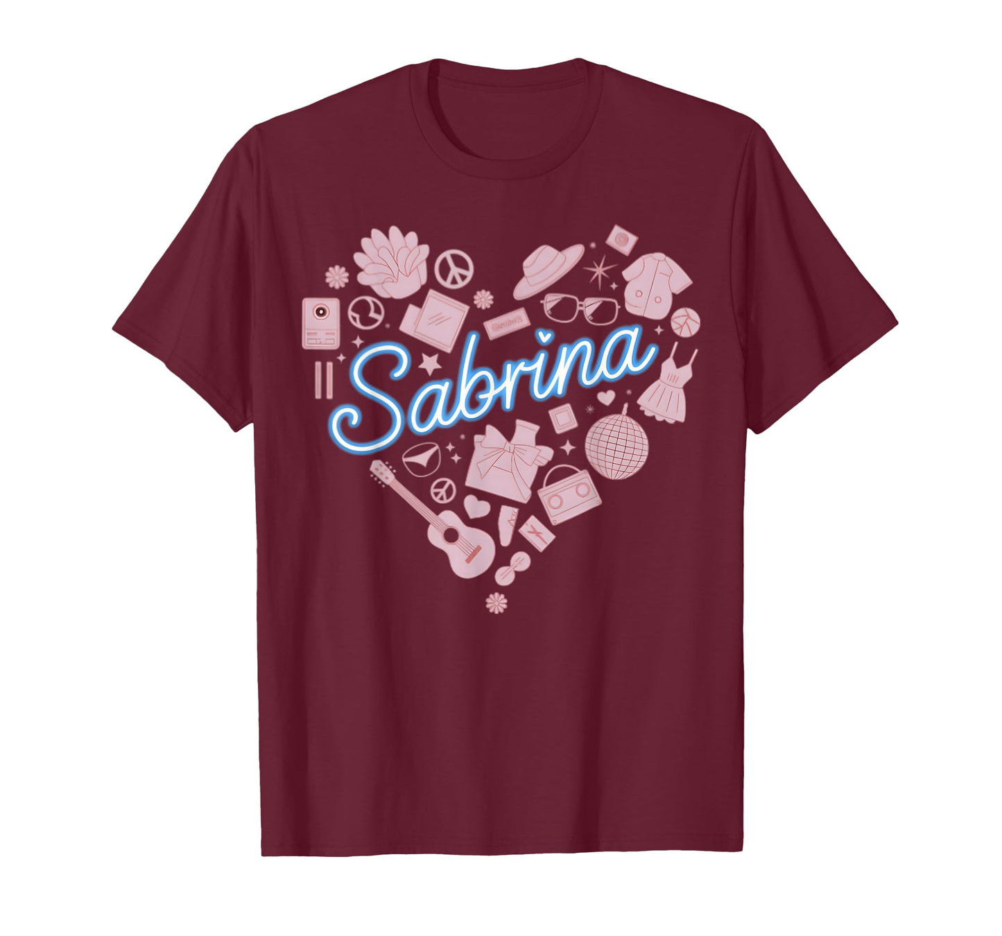 Girl Retro Sabrina First Name Personalized Heart T-Shirt