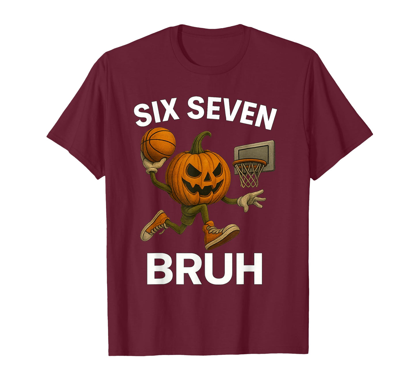 Six Seven Bruh Halloween Basketball Pumpkin T-Shirt