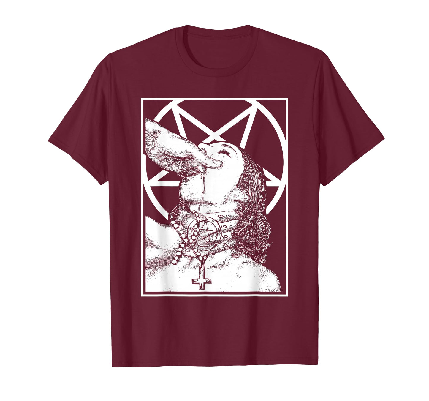 Gothic Choked Up Unholy Nun Satan Baphomet Spooky Halloween T-Shirt
