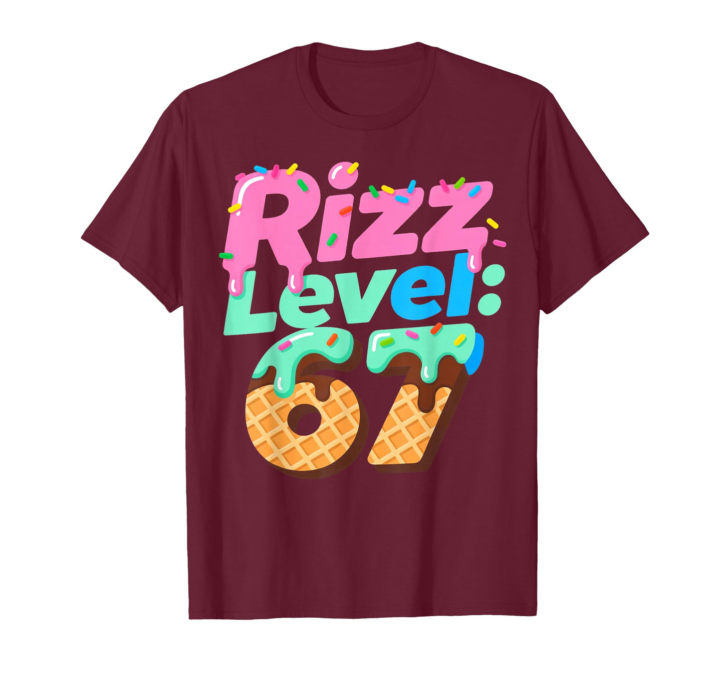 Rizz Level 67 Meme Shirt Ice Cream Drip Meme Six Seven 6 7 T-Shirt