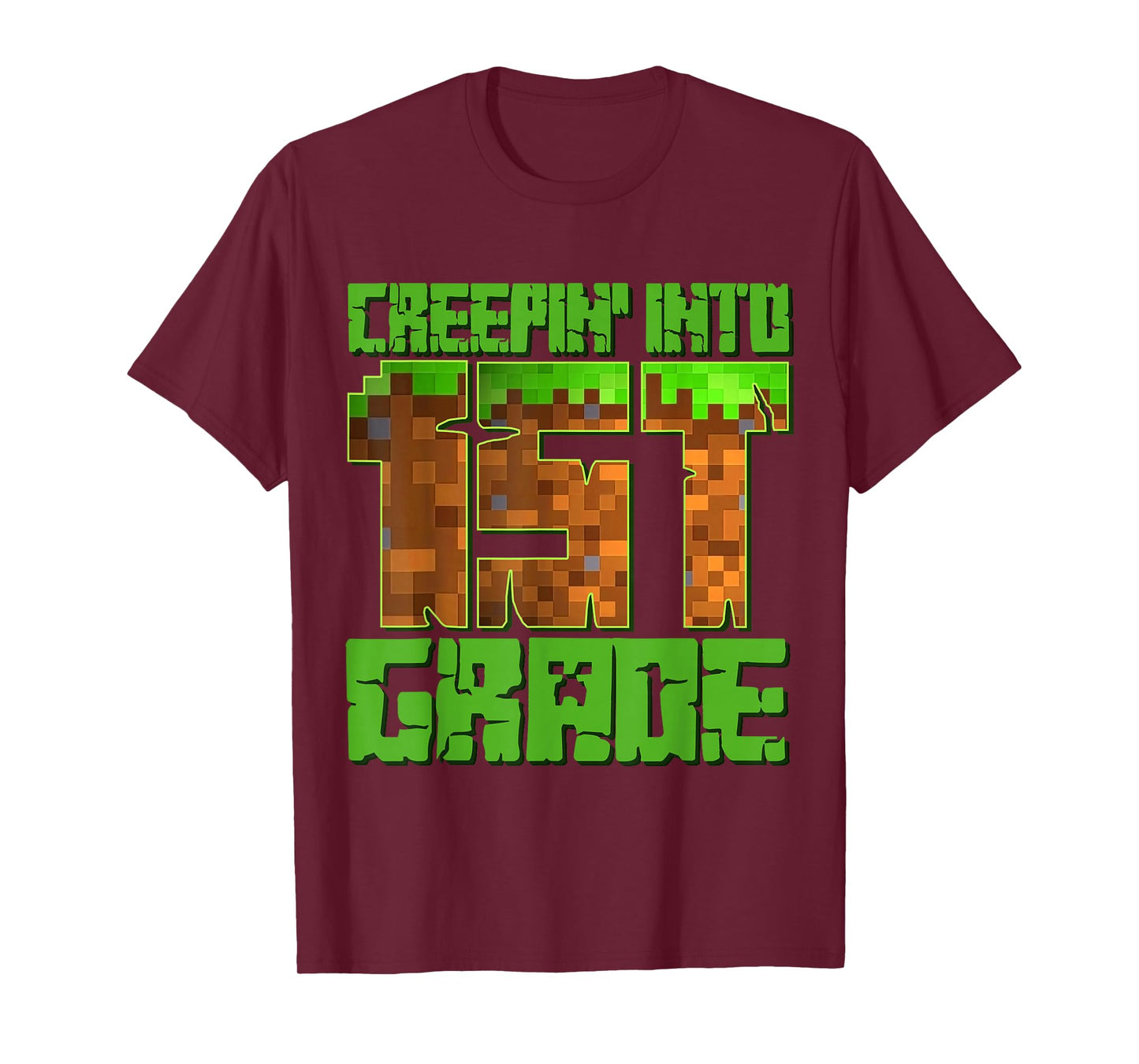 Creepin’ Into 1st Grade Kids Boy Gamer Pixel Back to School T-Shirt