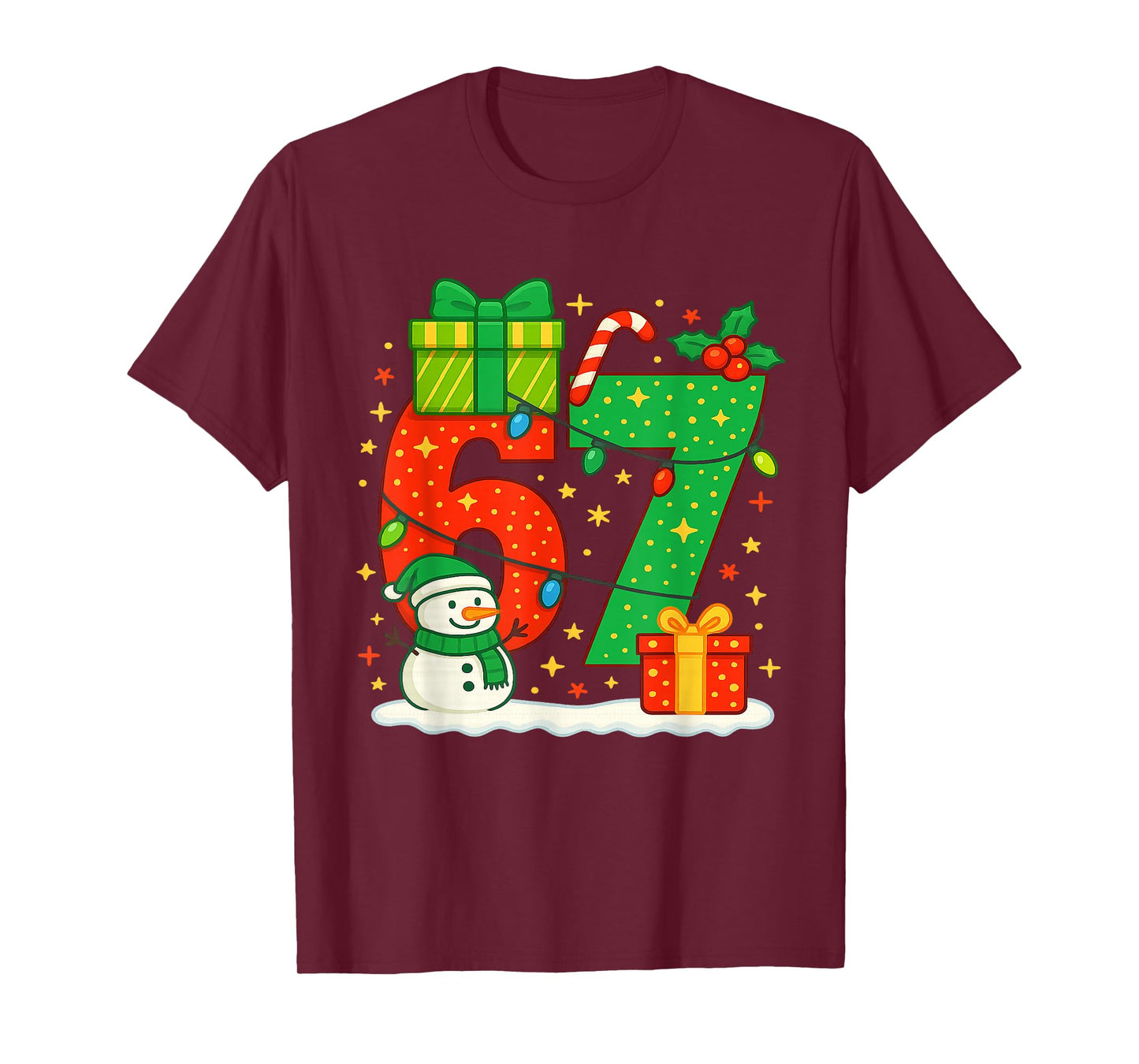 Number 67 Meme Matching Christmas Couple 67 Six Seven 6-7 T-Shirt