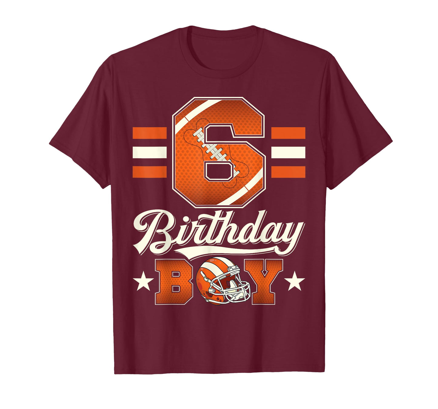Six 6th Birthday Boy Football 6 Year Old Sports Party T-Shirt