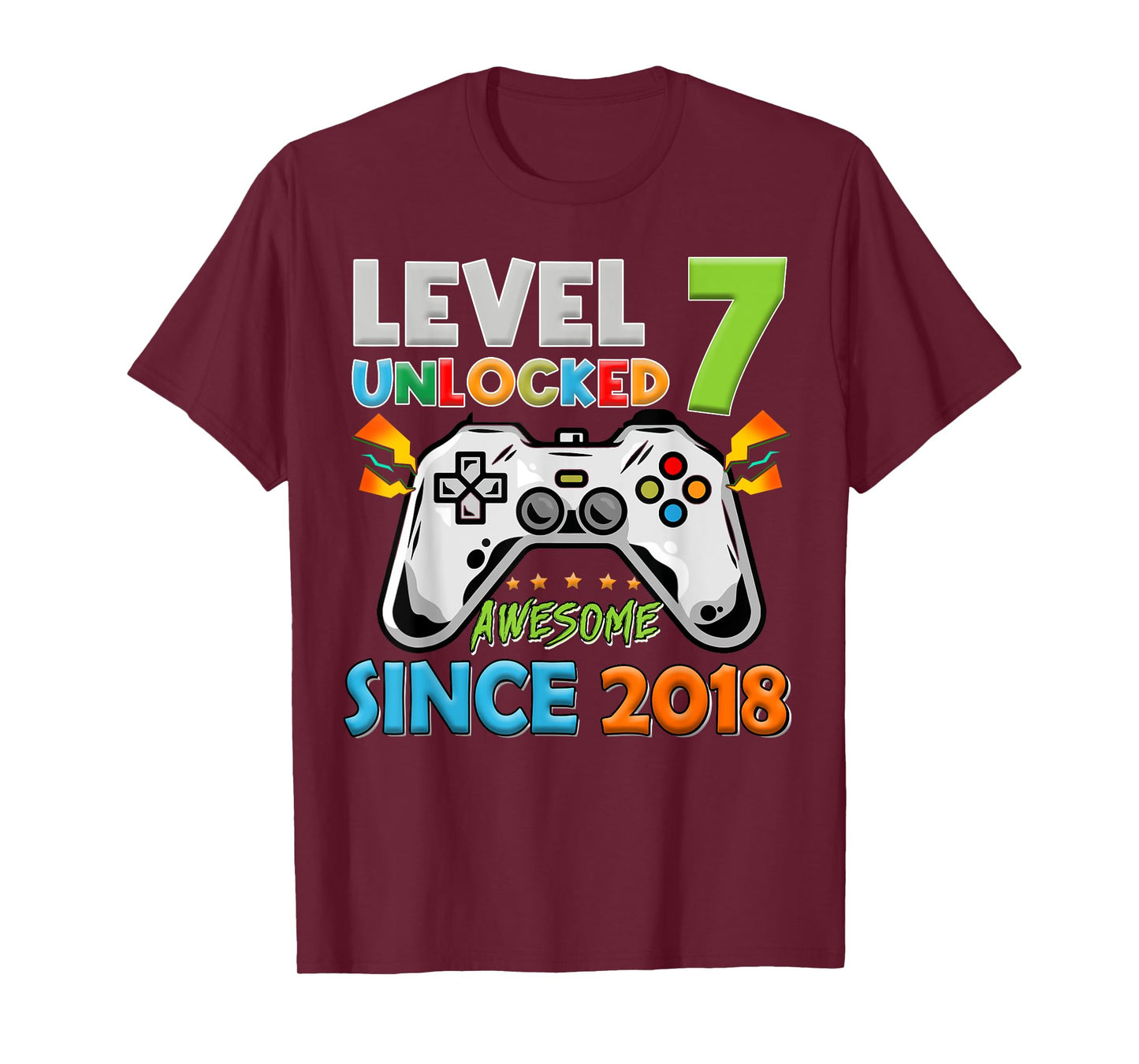7th Birthday Boy Level 7 Unlocked Awesome Since 2018 T-Shirt