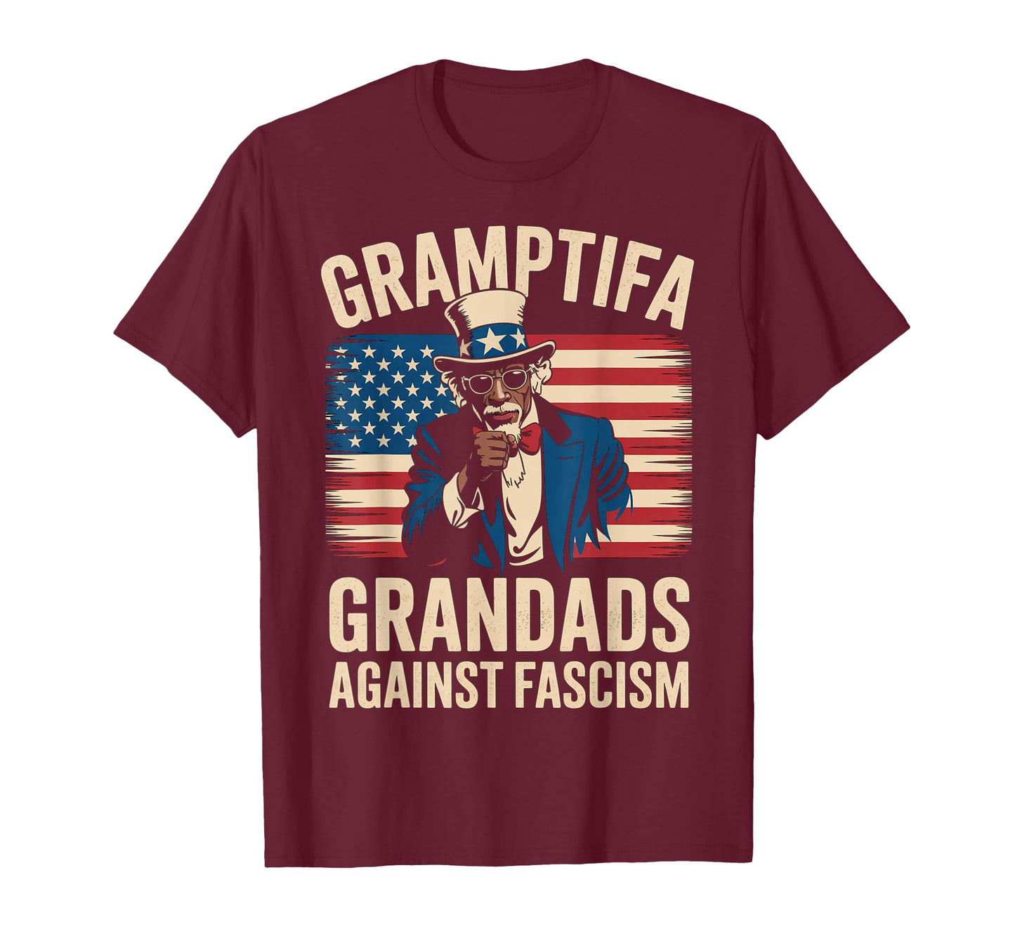 Gramptifa Black Grandad Against Fascism Flag Resist No Kings T-Shirt