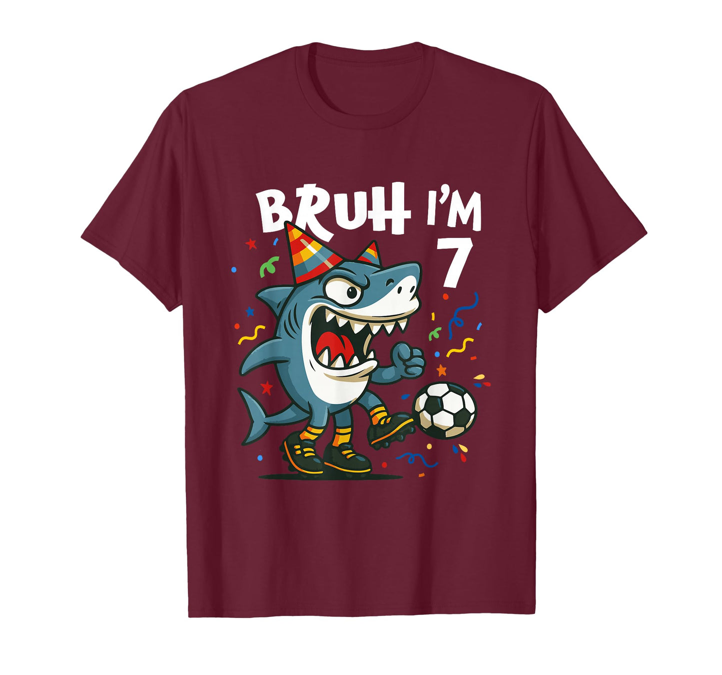 Tralalero Tralala Italian Brain Red Soccer 7th Birthday T-Shirt