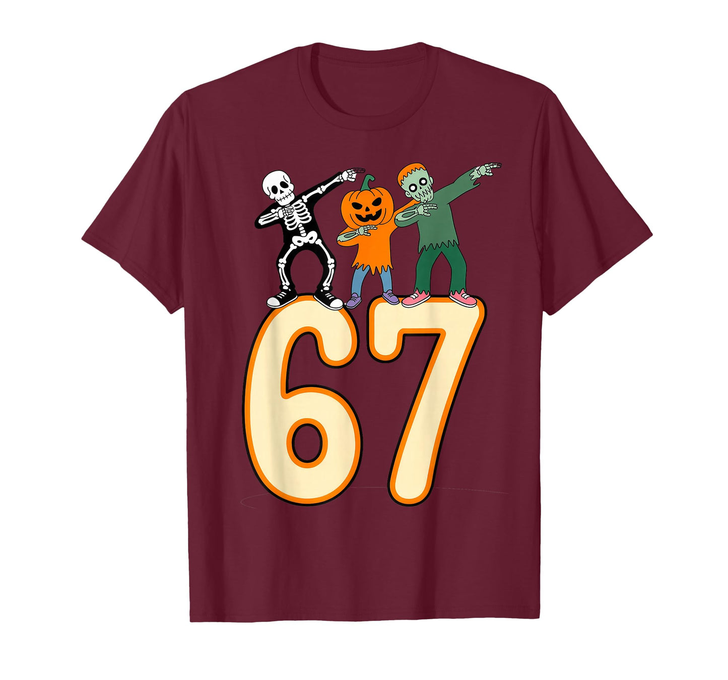 67 Halloween Meme 6 7 Numbers Six Seven Skeleton T-Shirt