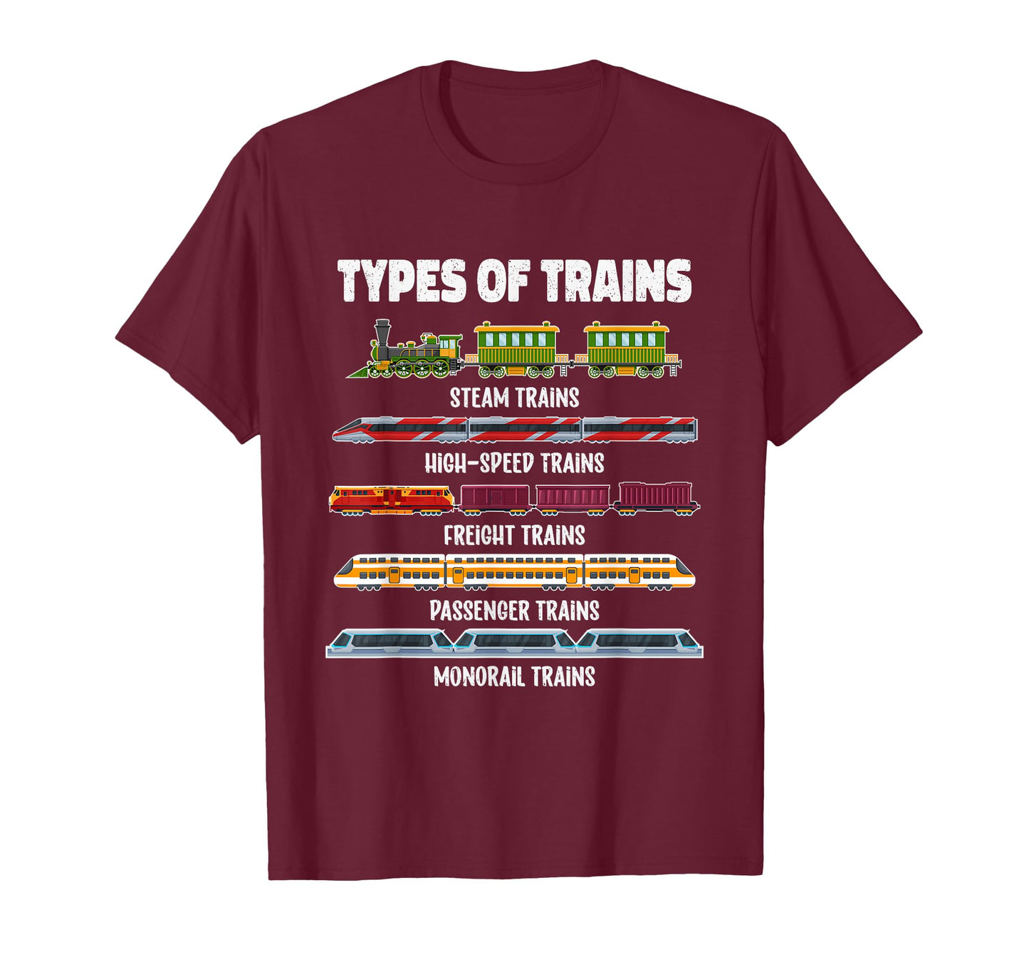 Types Of Trains Steam Locomotive Toddler Kids boysTrains T-Shirt