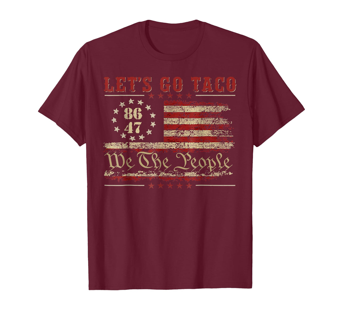 Let's Go Taco For Men Women American US Flag 86 47 Funny T-Shirt