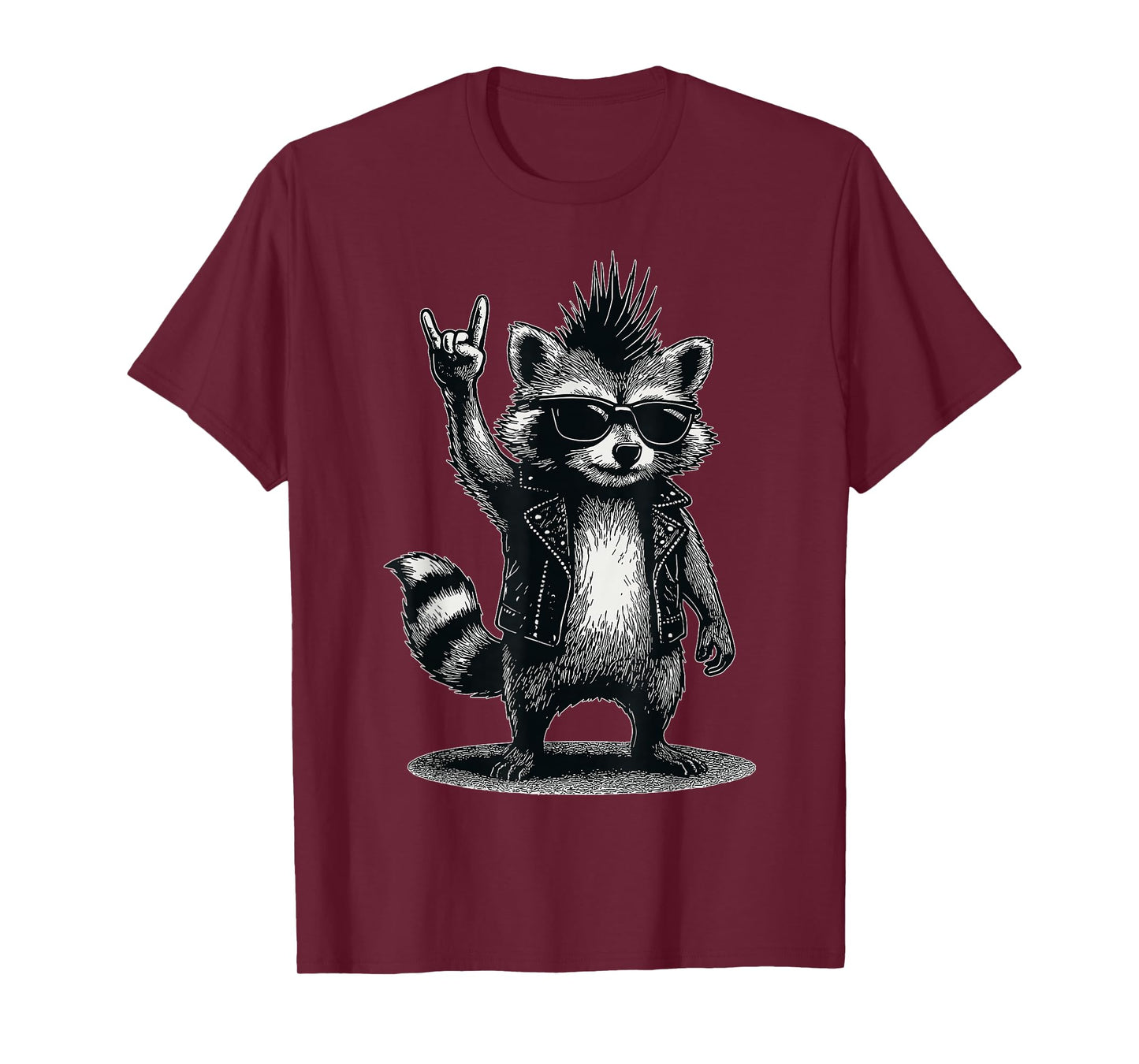Funny Raccoon Rock Hand Rock and Roll Kids Mens T-Shirt