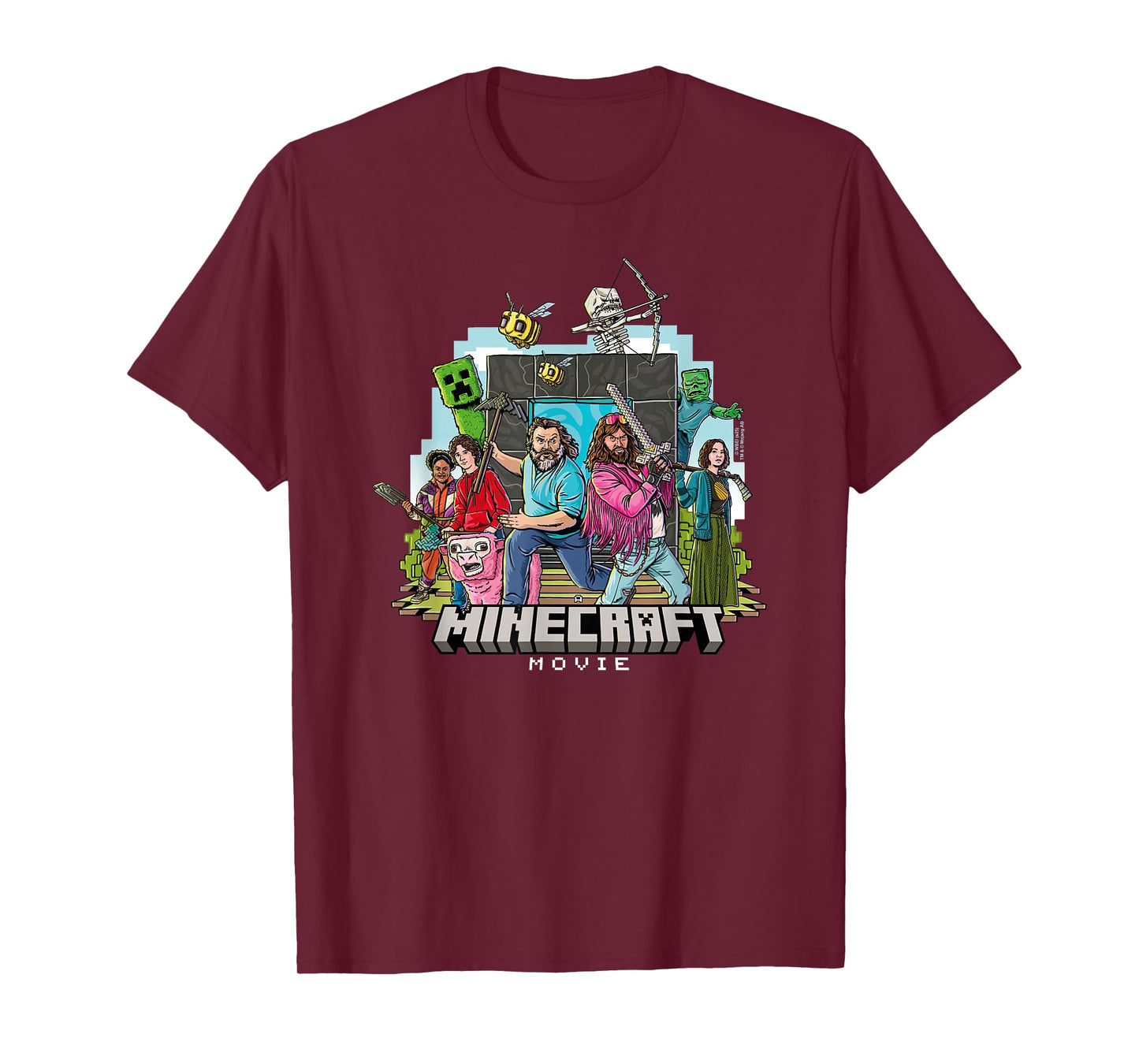 A Minecraft Movie Main Characters Group Shot Cartoon Style T-Shirt