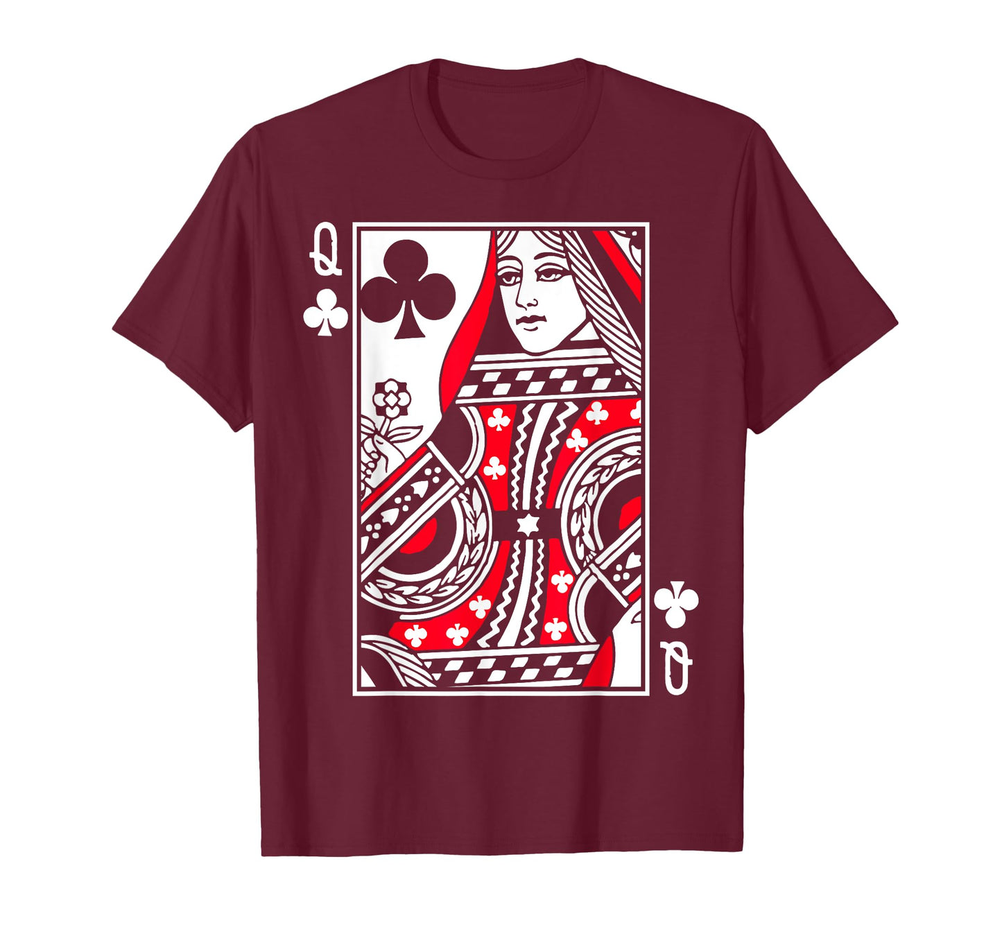 Queen of Clubs Poker or Blackjack Club Queens Playing Card T-Shirt