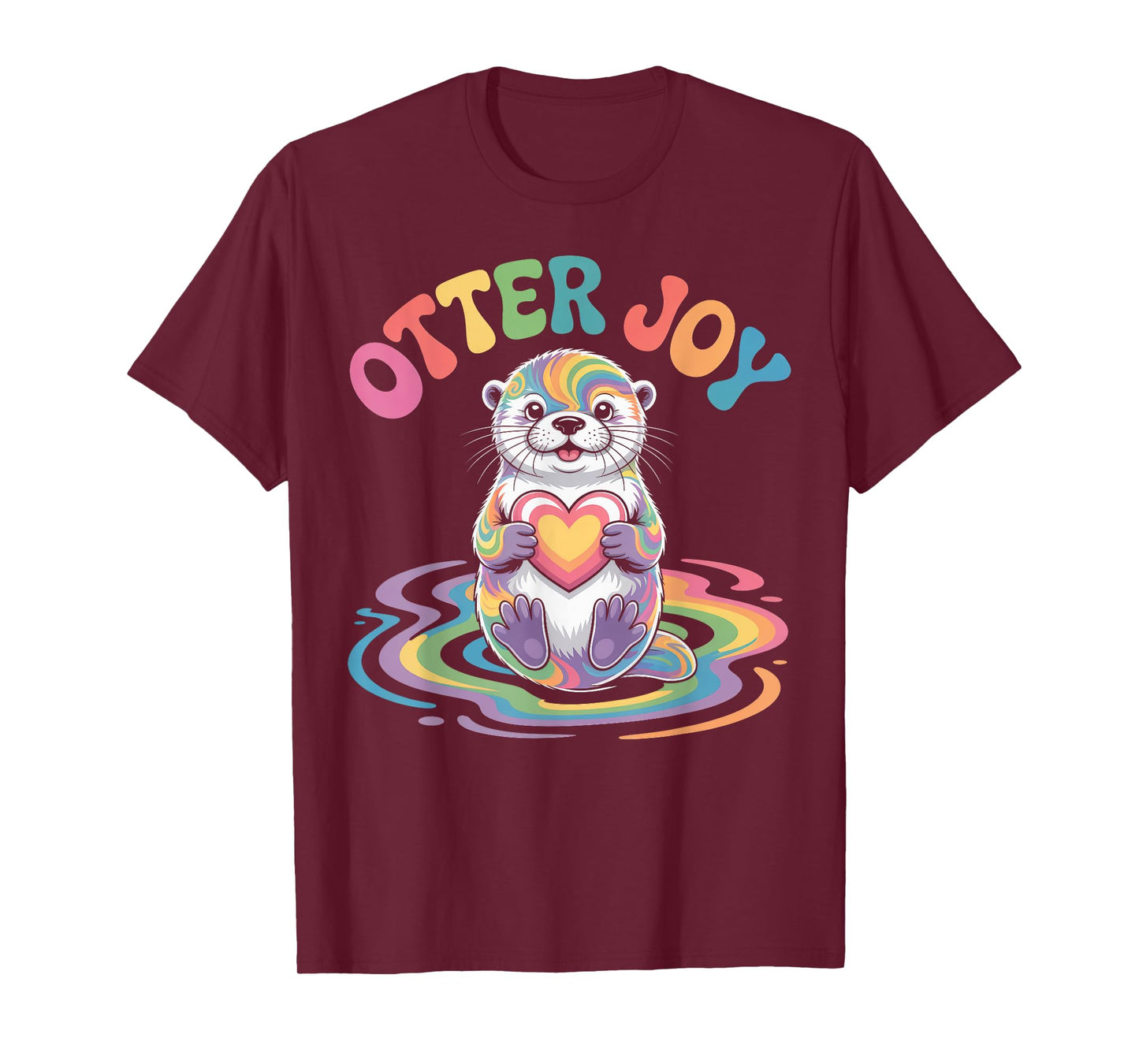 Otter Joy Heart-Holding Adorable Cartoon T-Shirt