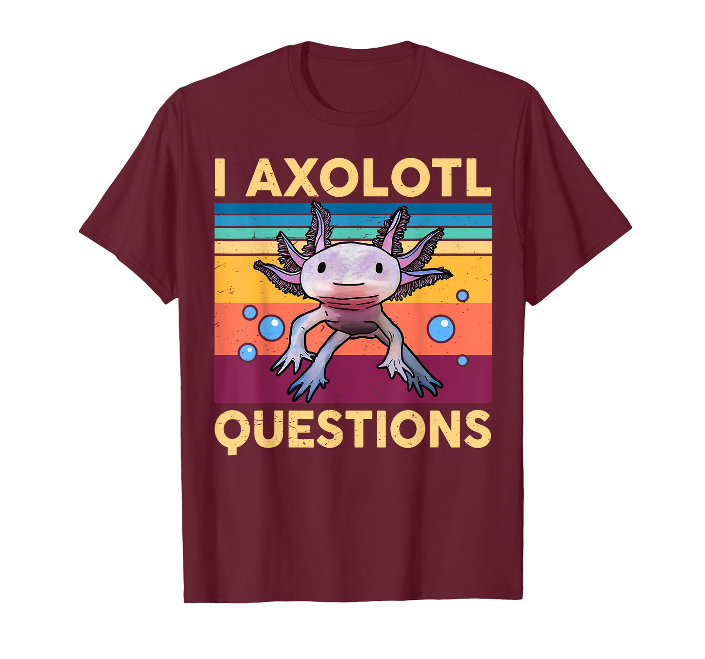 Large Axolotl Retro I Axolotl Questions Cute Axolotl Kids T-Shirt