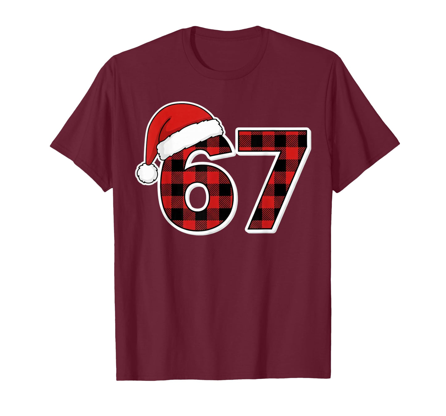 67 Meme Funny Christmas Red Plaid Xmas Pajamas Slang Kids T-Shirt