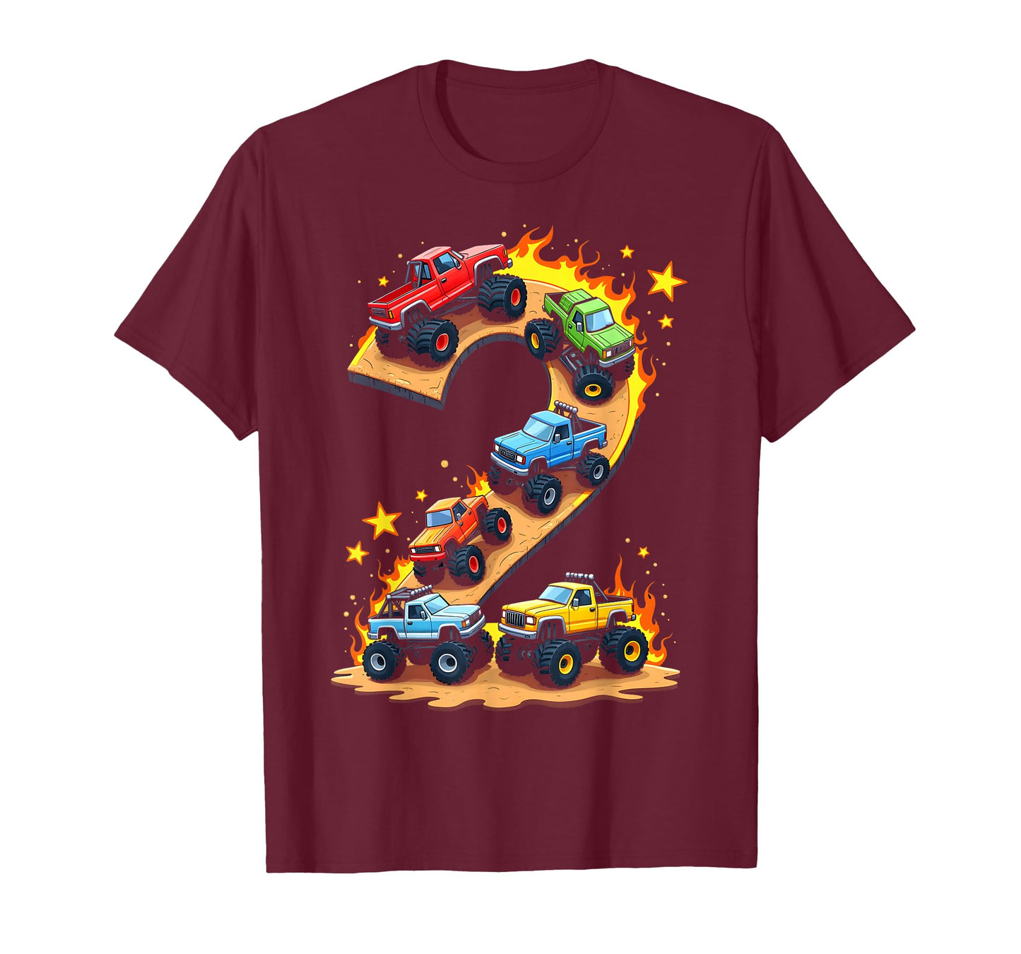 2 Year Old Monster Truck Boy Toddler 2nd Birthday Party T-Shirt