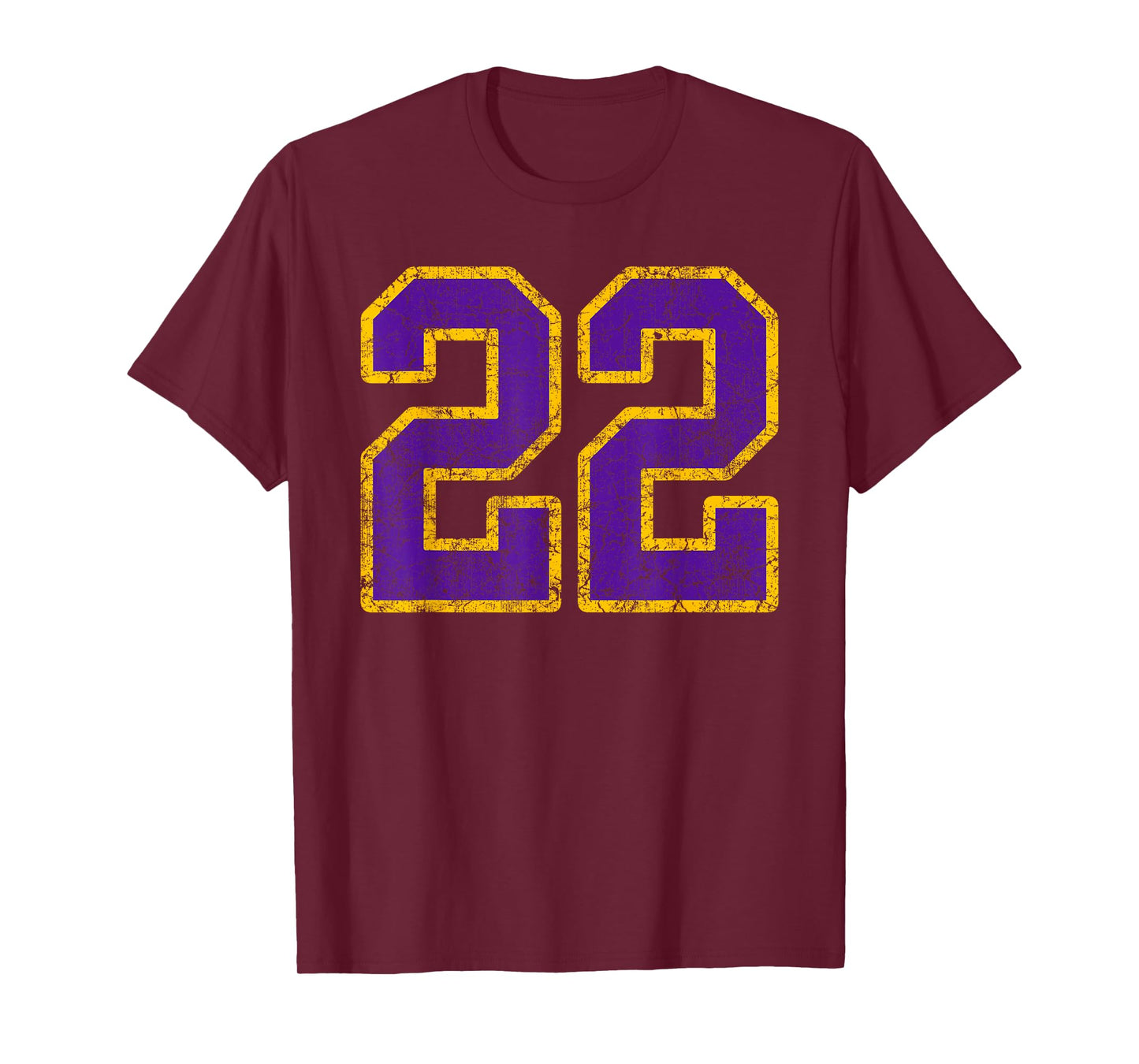 Purple Gold Number 22 Jersey Player Uniform #22 Grunge T-Shirt