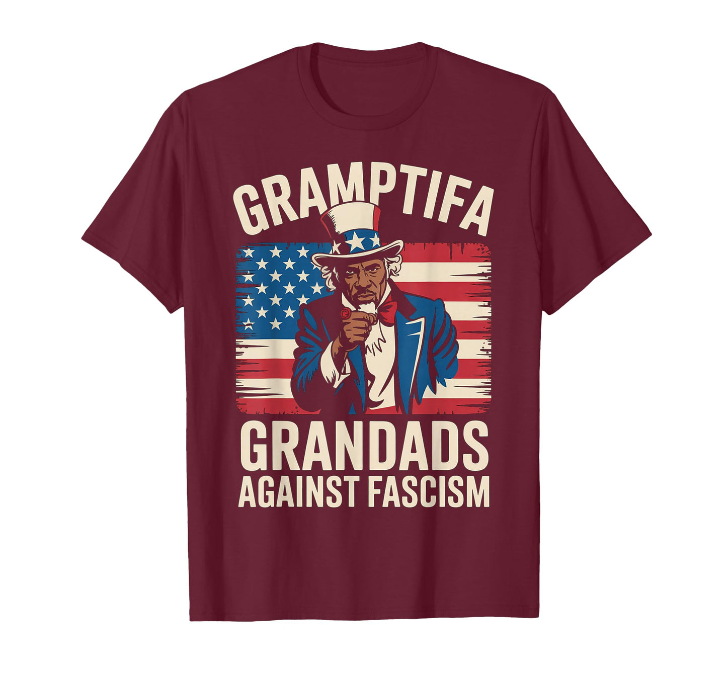 Gramptifa Black Grandad Against Fascism Flag Resist No Kings T-Shirt