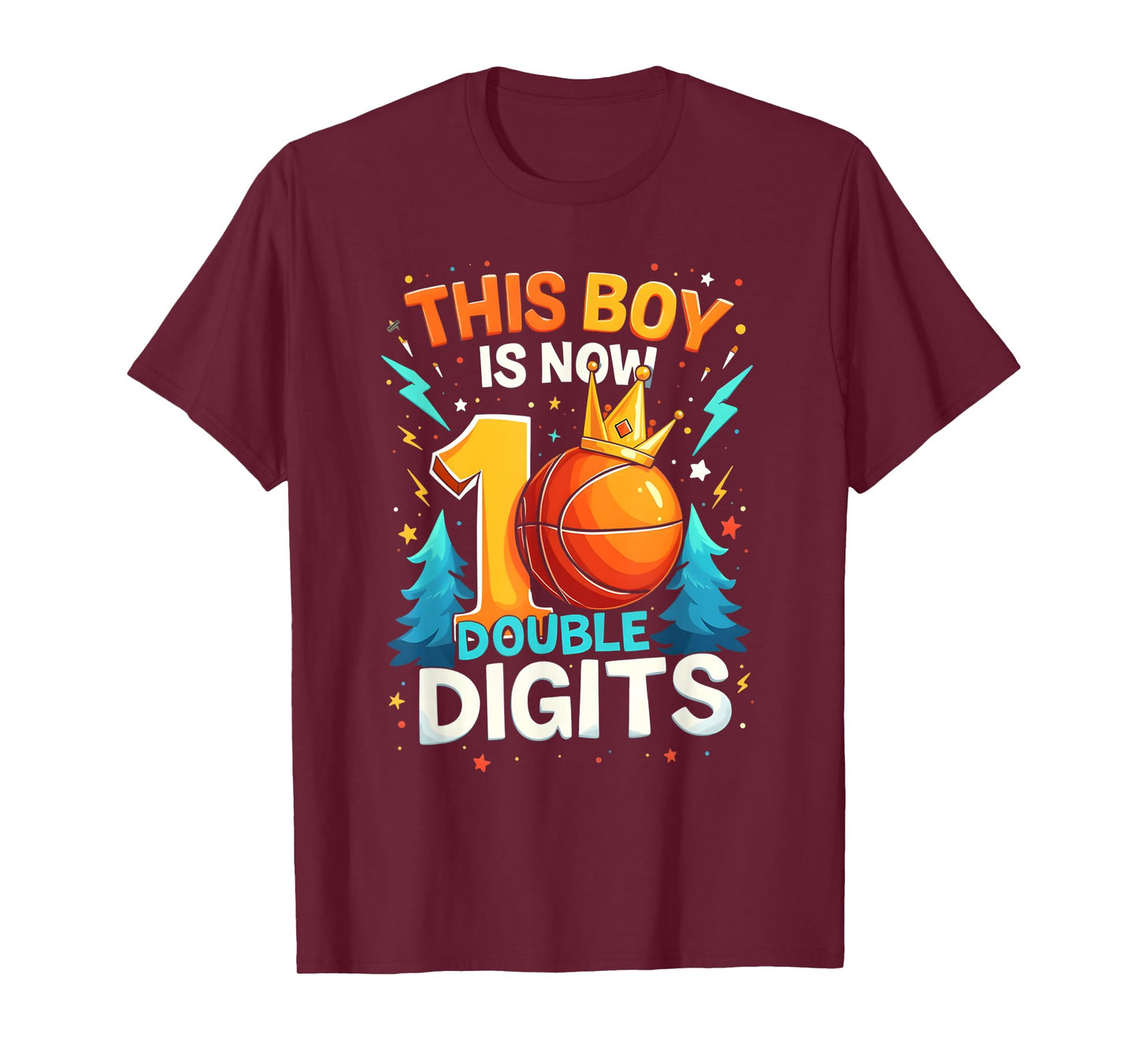 Double Digits Basketball Birthday Boy 10 Year Celebration T-Shirt