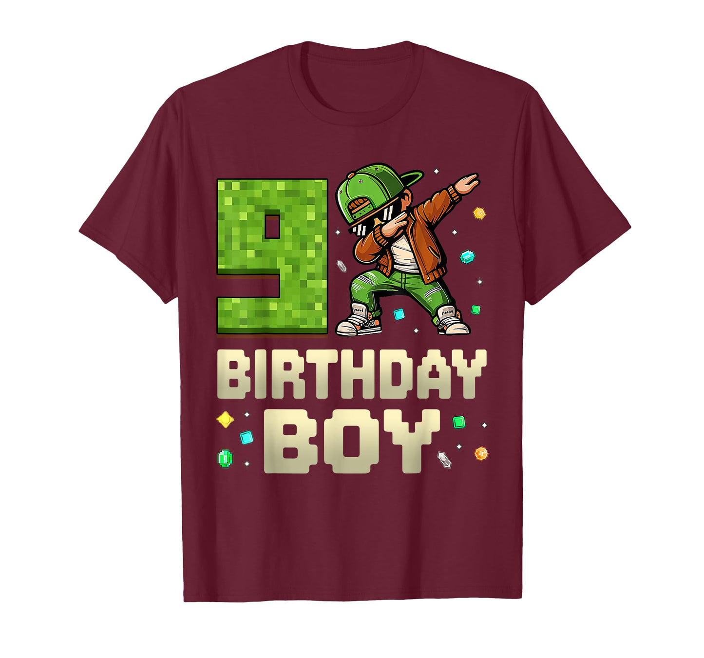 9 Years Birthday Boy 9th Dabbing Boy Game Video Pixel T-Shirt