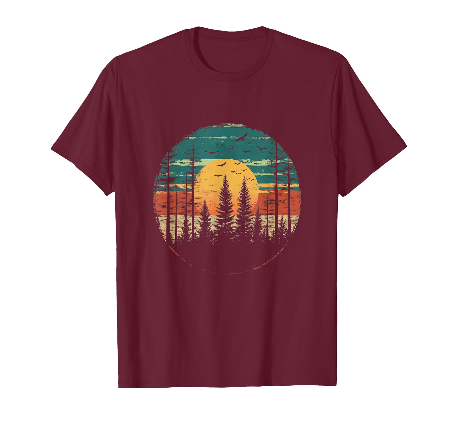 Retro Forest Trees Outdoors Nature Women Men Vintage Graphic T-Shirt