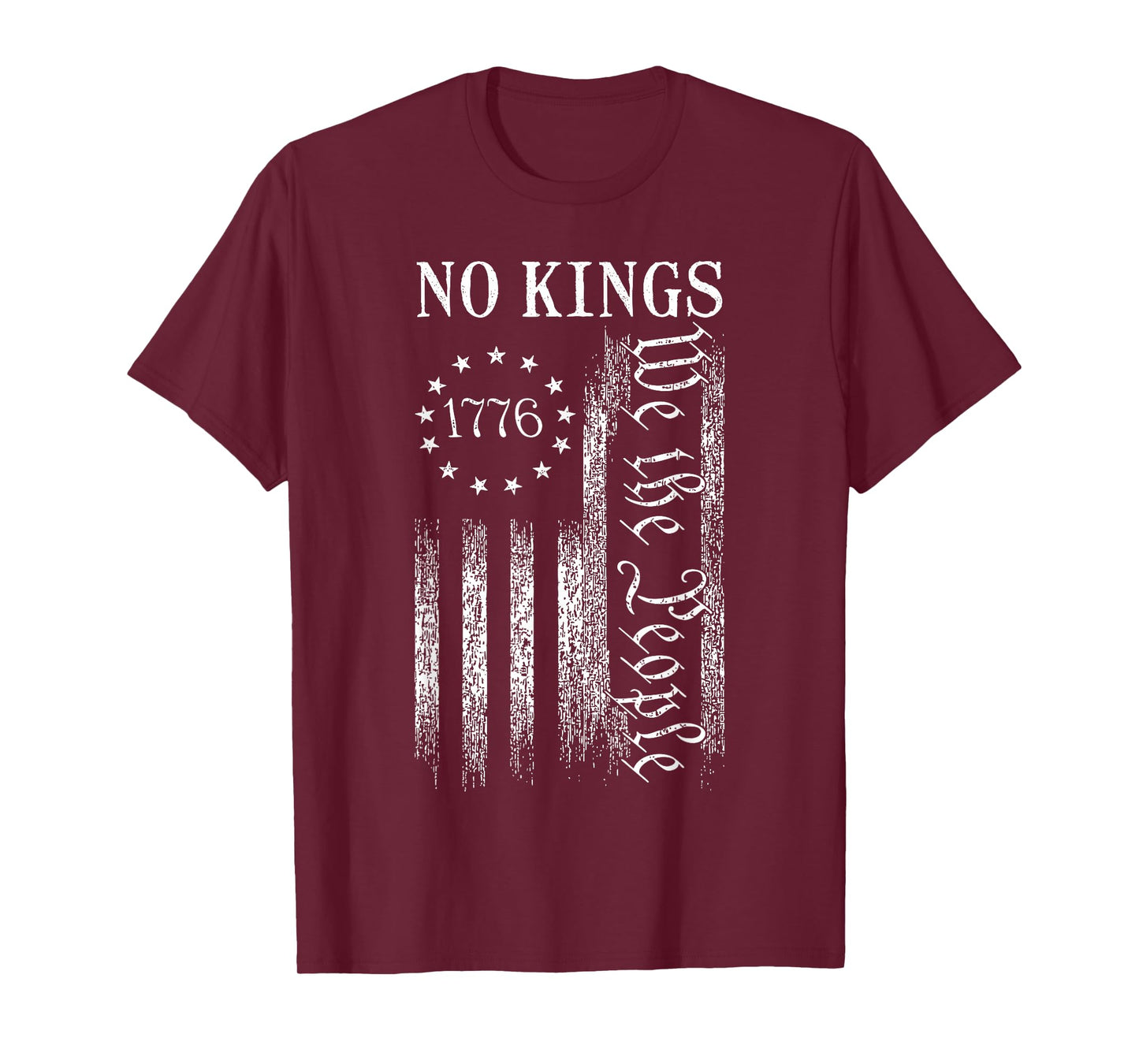 No Kings in America We The People USA Flag Patriotic T-Shirt