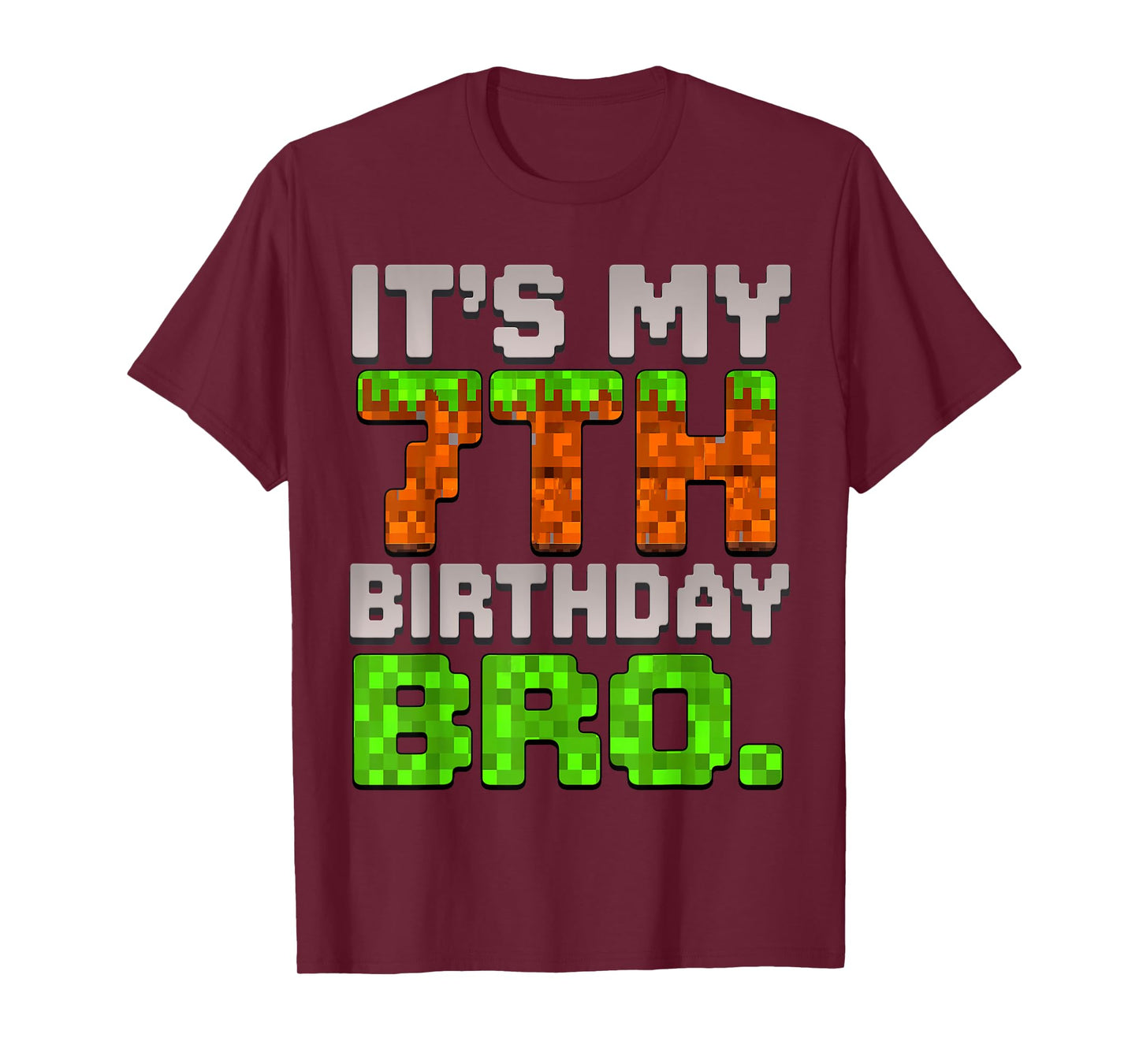 Kids Boy It's My 7th Birthday Bro Video Game Pixel T-Shirt