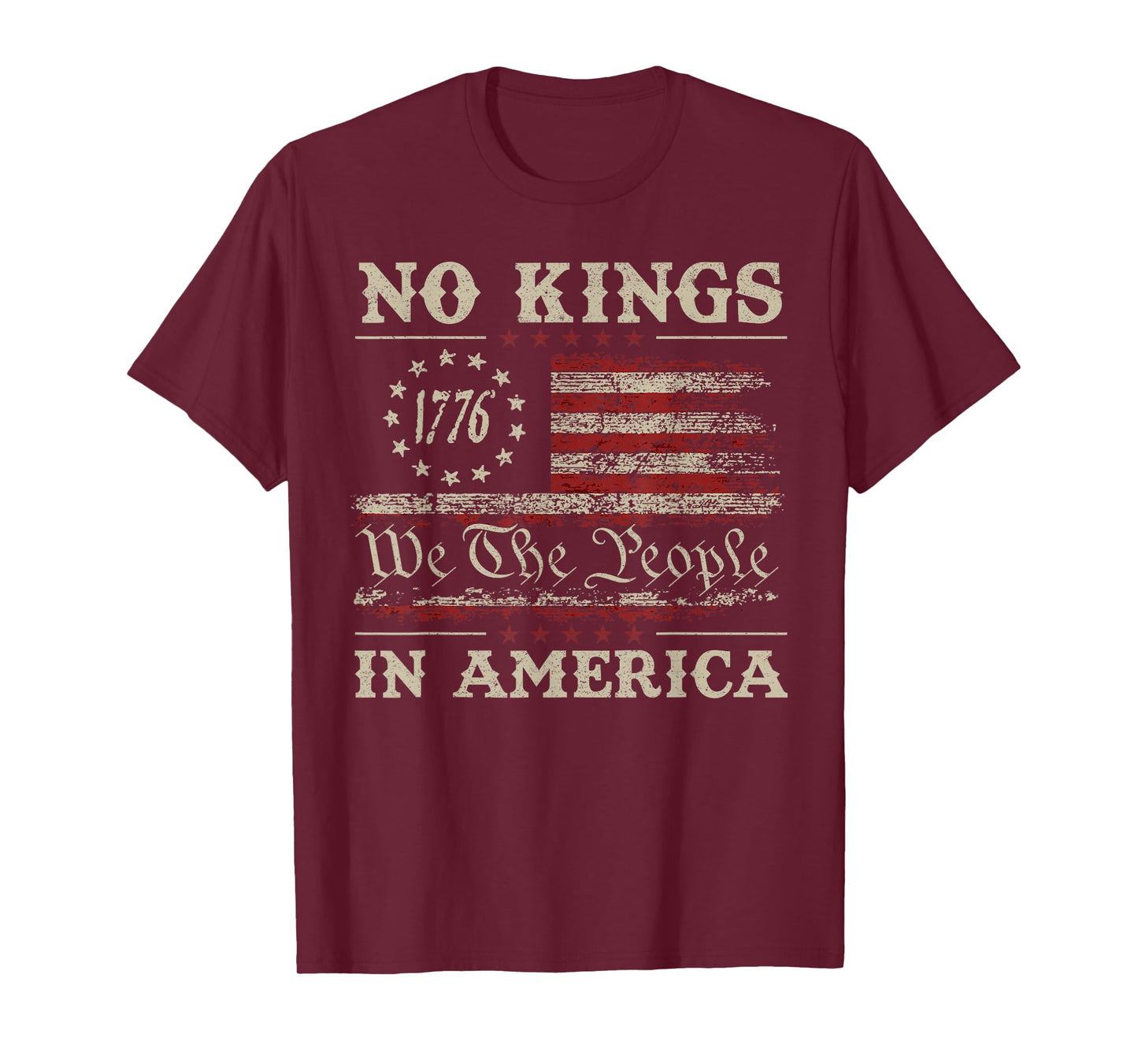 Retro June 14th No Kings In America 1776 USA Flag Men Women T-Shirt