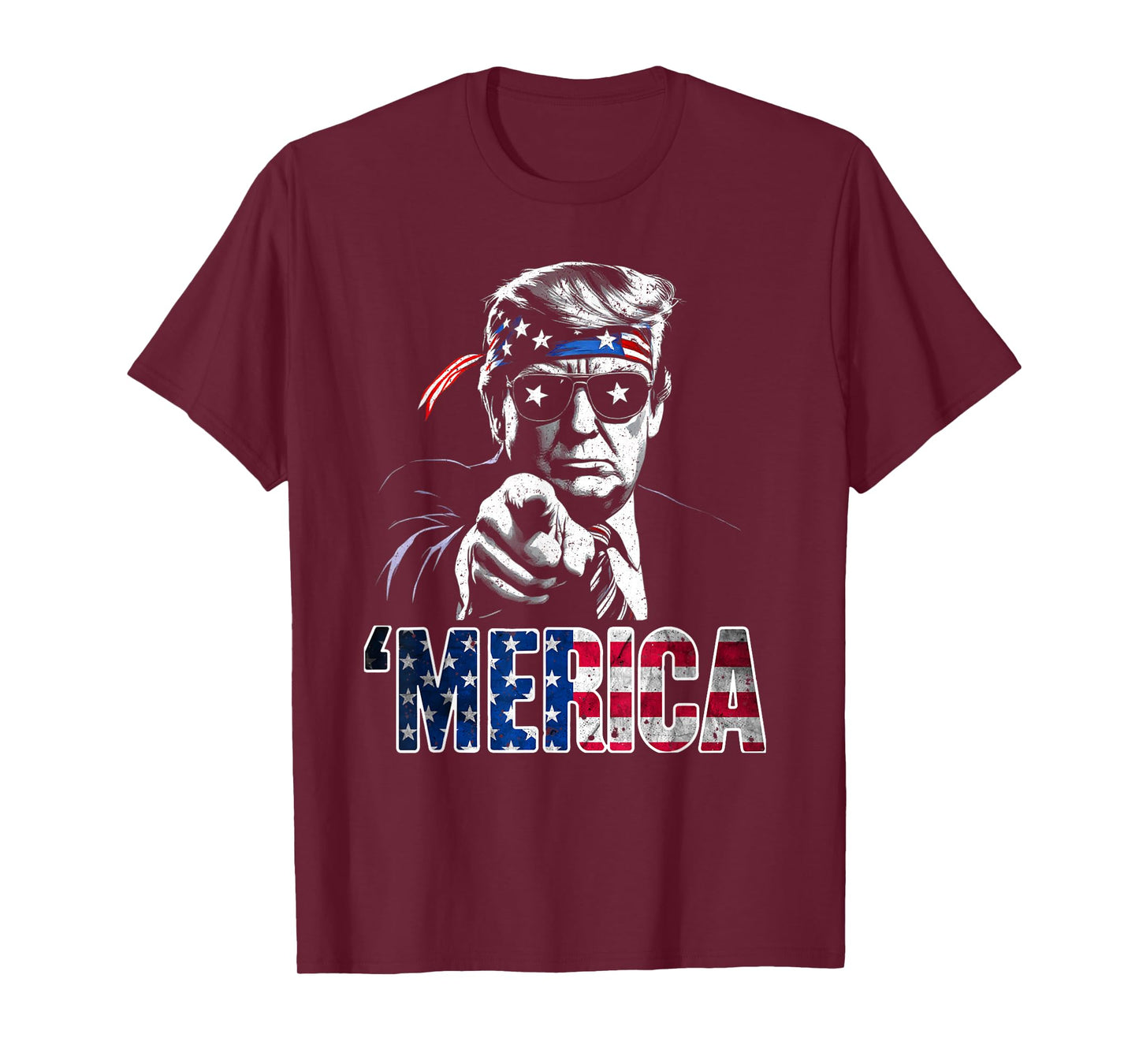 Happy 4th Of July 'MERICA TRUMP American Flag USA T-Shirt