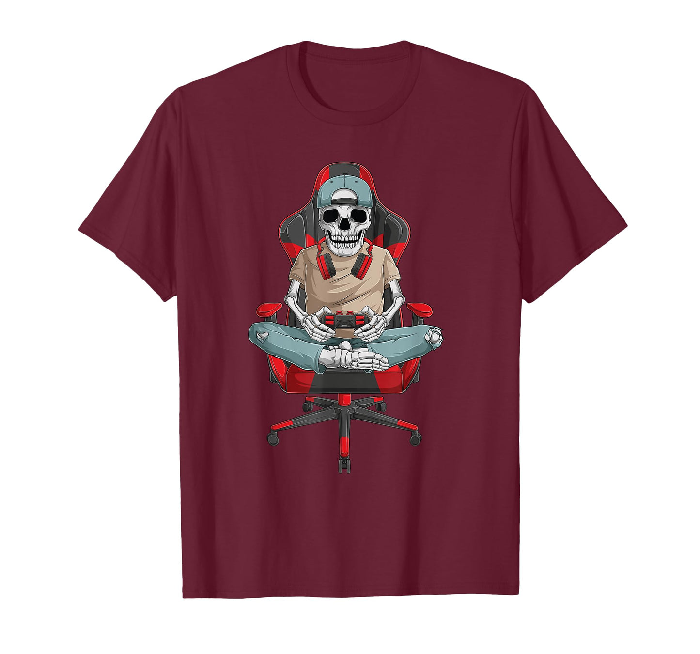 Halloween skeleton gamer video gaming boys men kids teens T-Shirt