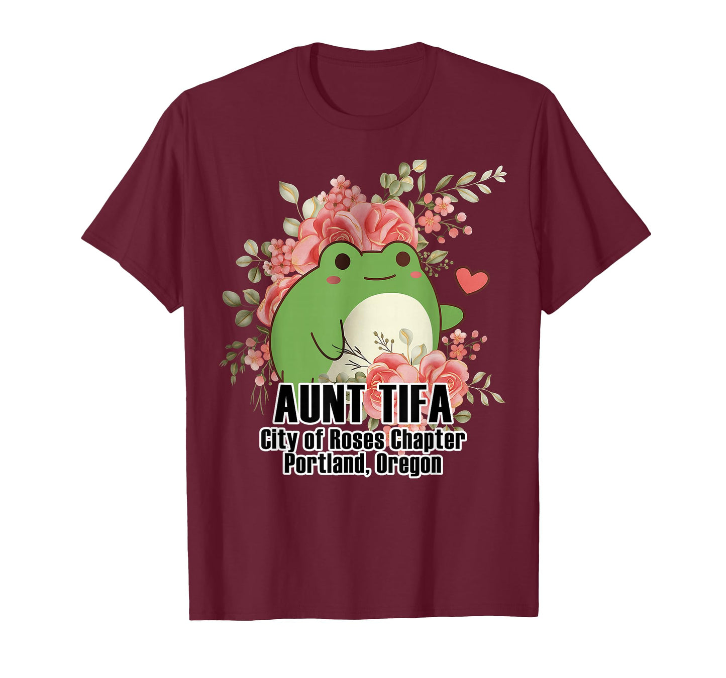 Aunt Tifa Frog Portland Oregon Floral Cute Graphic Women T-Shirt