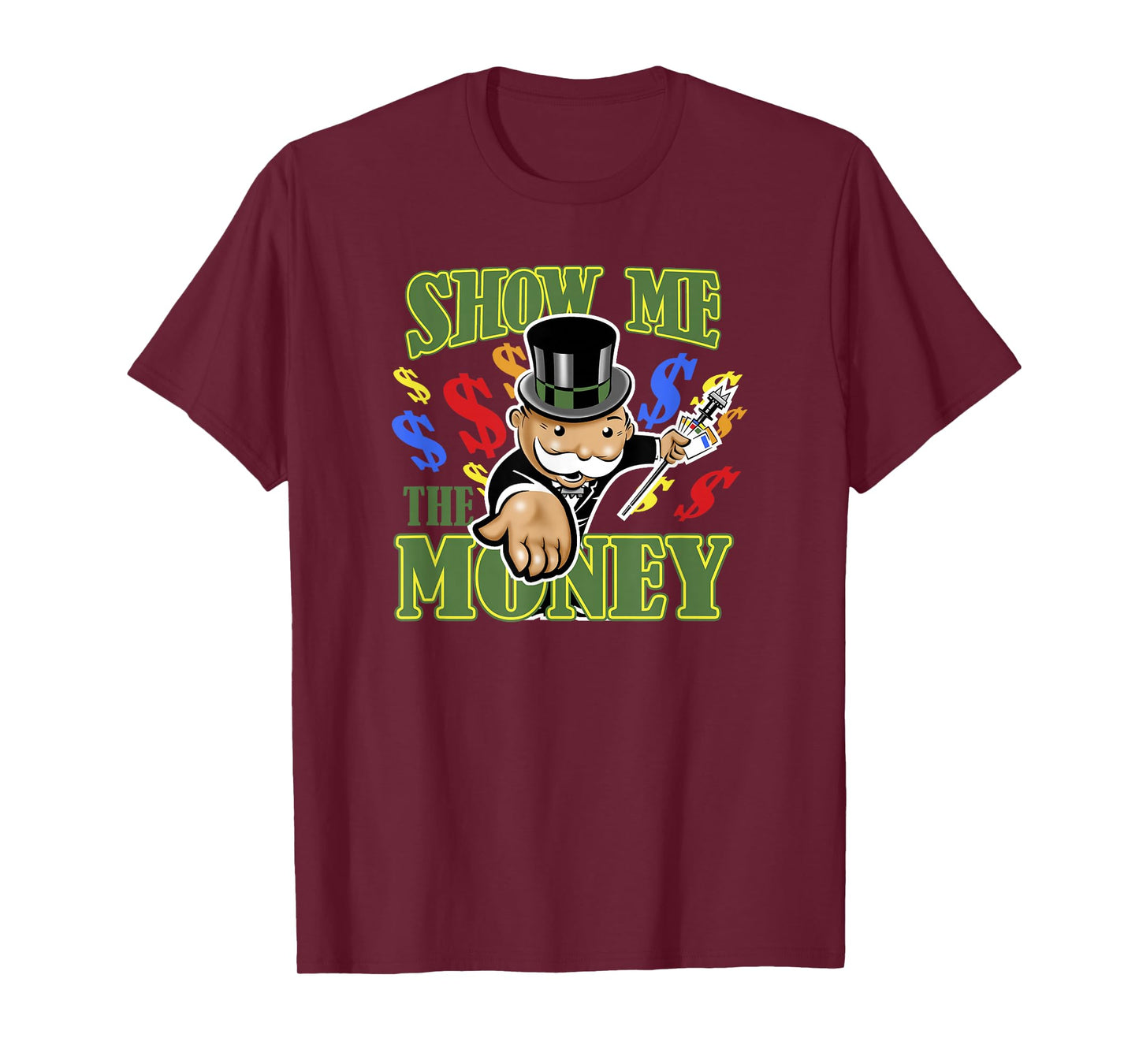Monopoly Mr. Monopoly Show Me The Money Colorful Poster T-Shirt