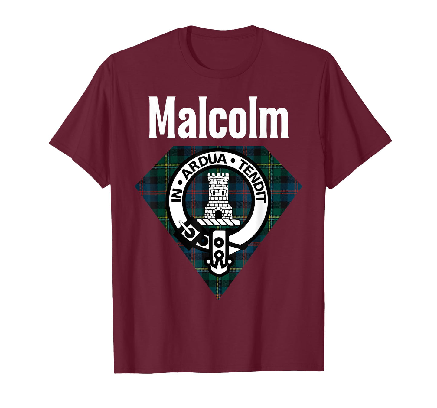 Malcolm Clan Scottish Name Coat Of Arms Tartan T-Shirt
