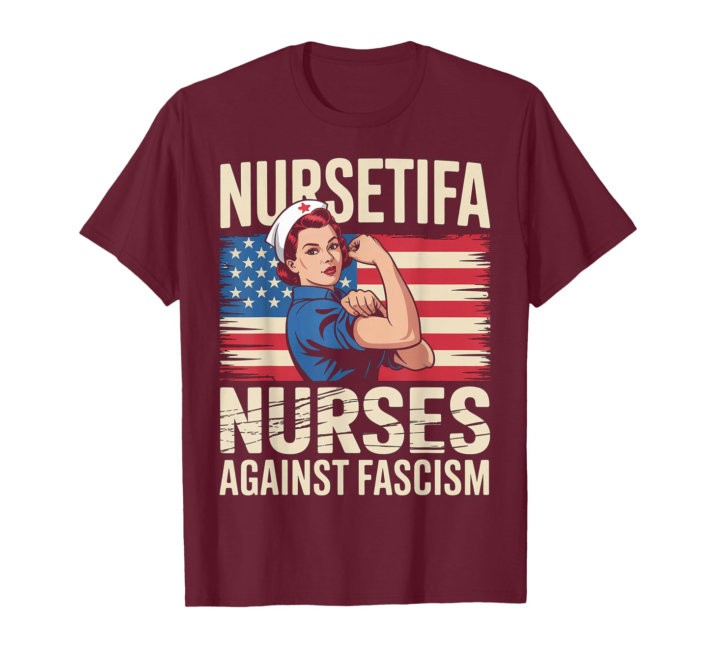 Nursetifa Nurse Against Fascism Flag Resist No Kings RN LPN T-Shirt
