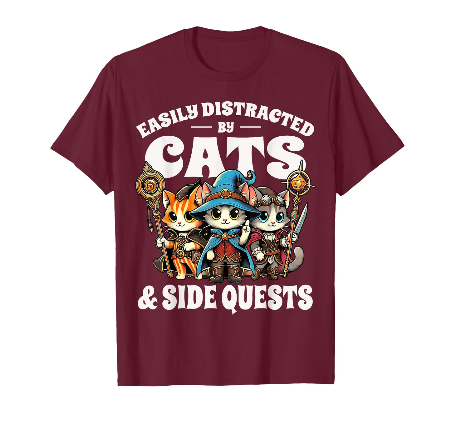 Nerdy Cat Adventures Side Quest Gamer Kitty Cats Men Women Kids T-Shirt
