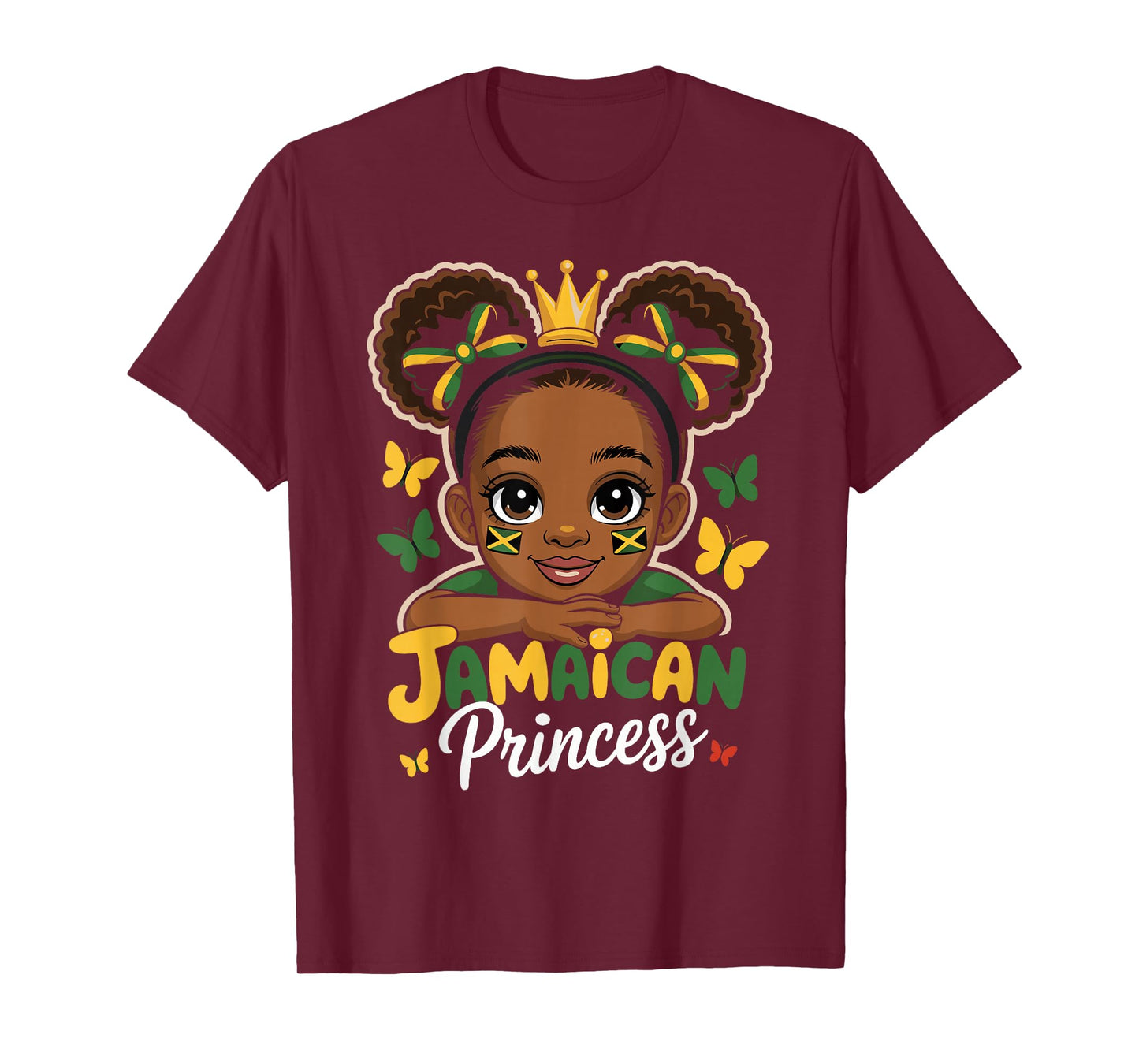 Cute Jamaican Princess Jamaica Girl Crown Bow For Girls T-Shirt