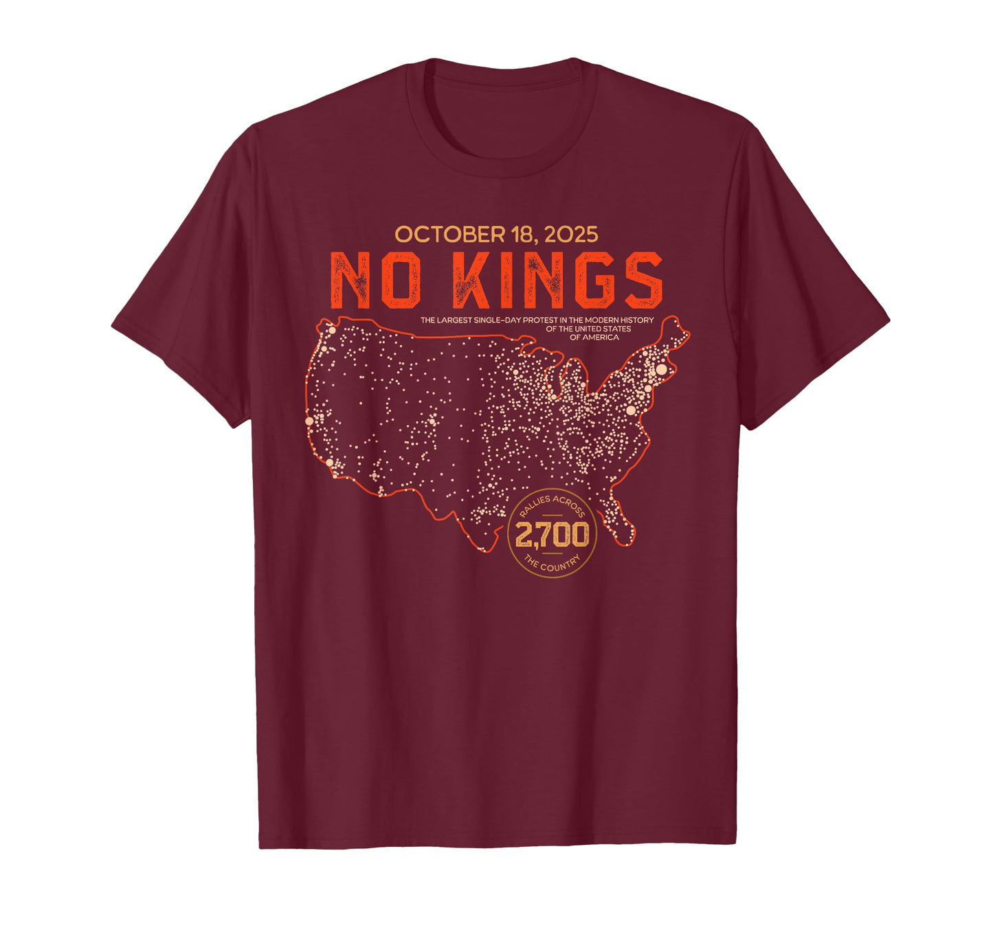 No Kings Protest Day Heritage Memorabilia Souvenir Gift Tees T-Shirt