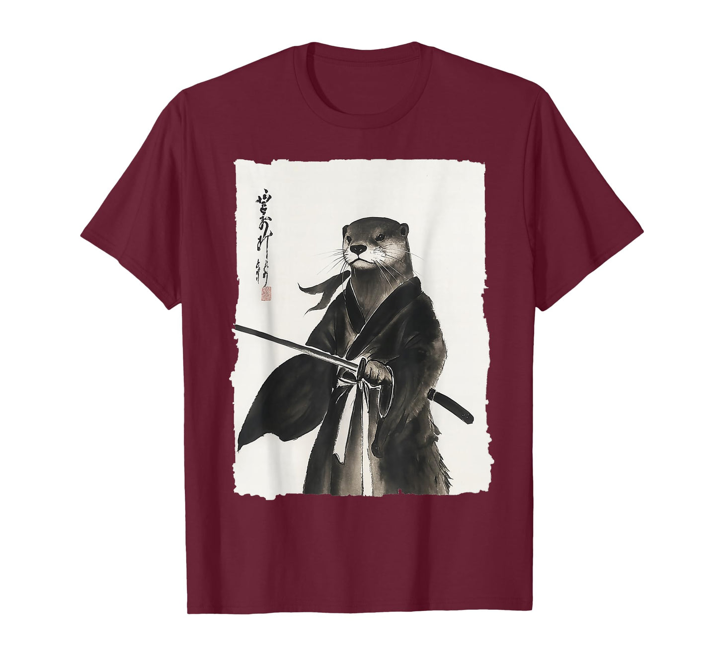 Otter Samurai Janpanese Vintage Warrior Art Anime Graphic T-Shirt