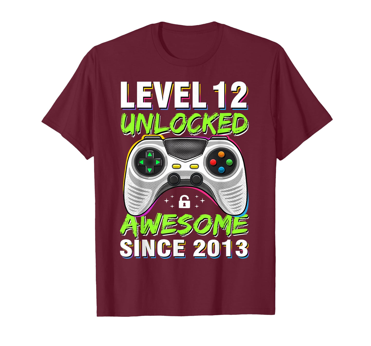 Level 12 Unlocked Awesome Since 2013 12th Birthday Gaming T-Shirt