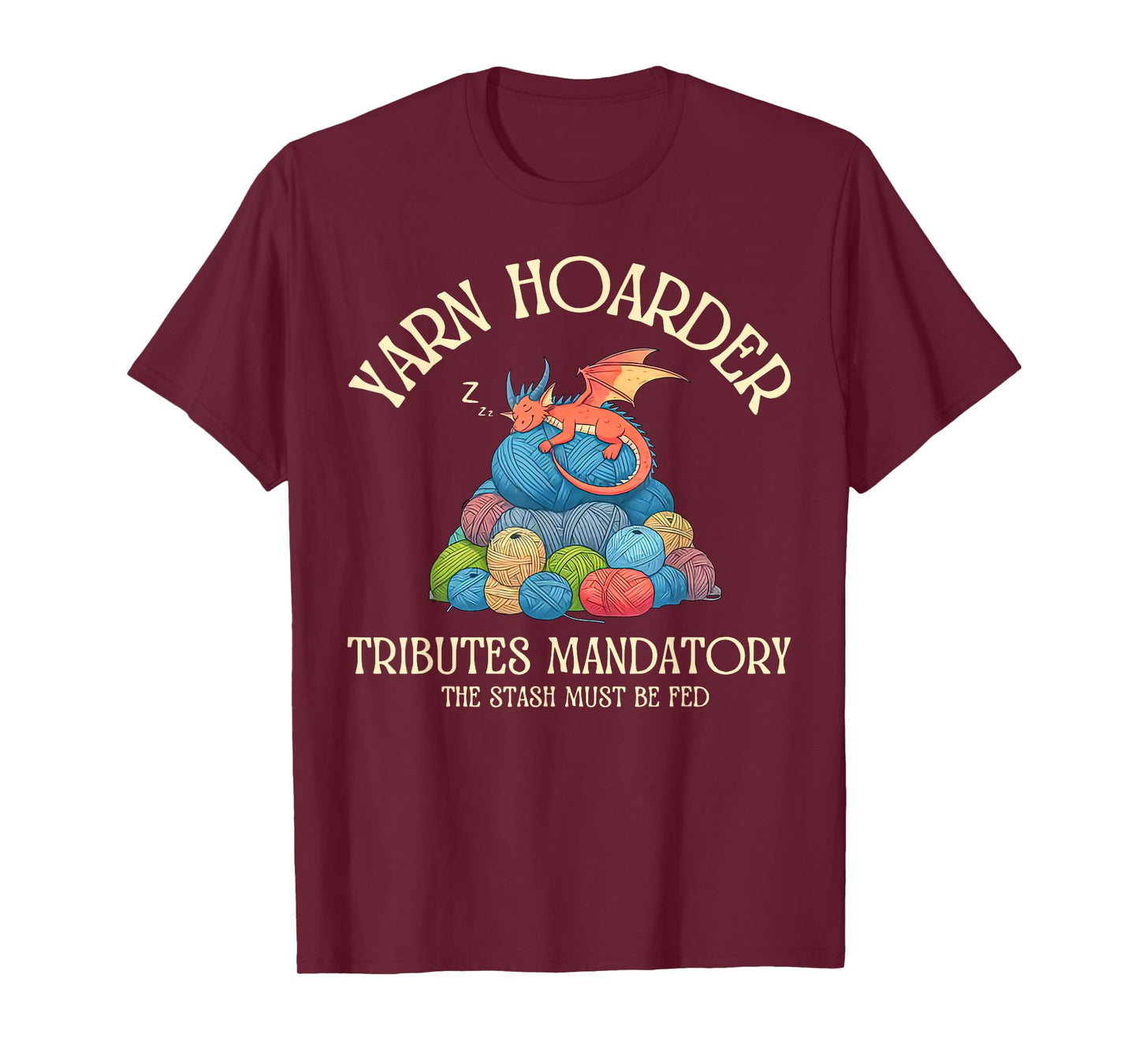 Retro Yarn Hoarder Dragon Colorful Eggs Crocheting Knitting T-Shirt