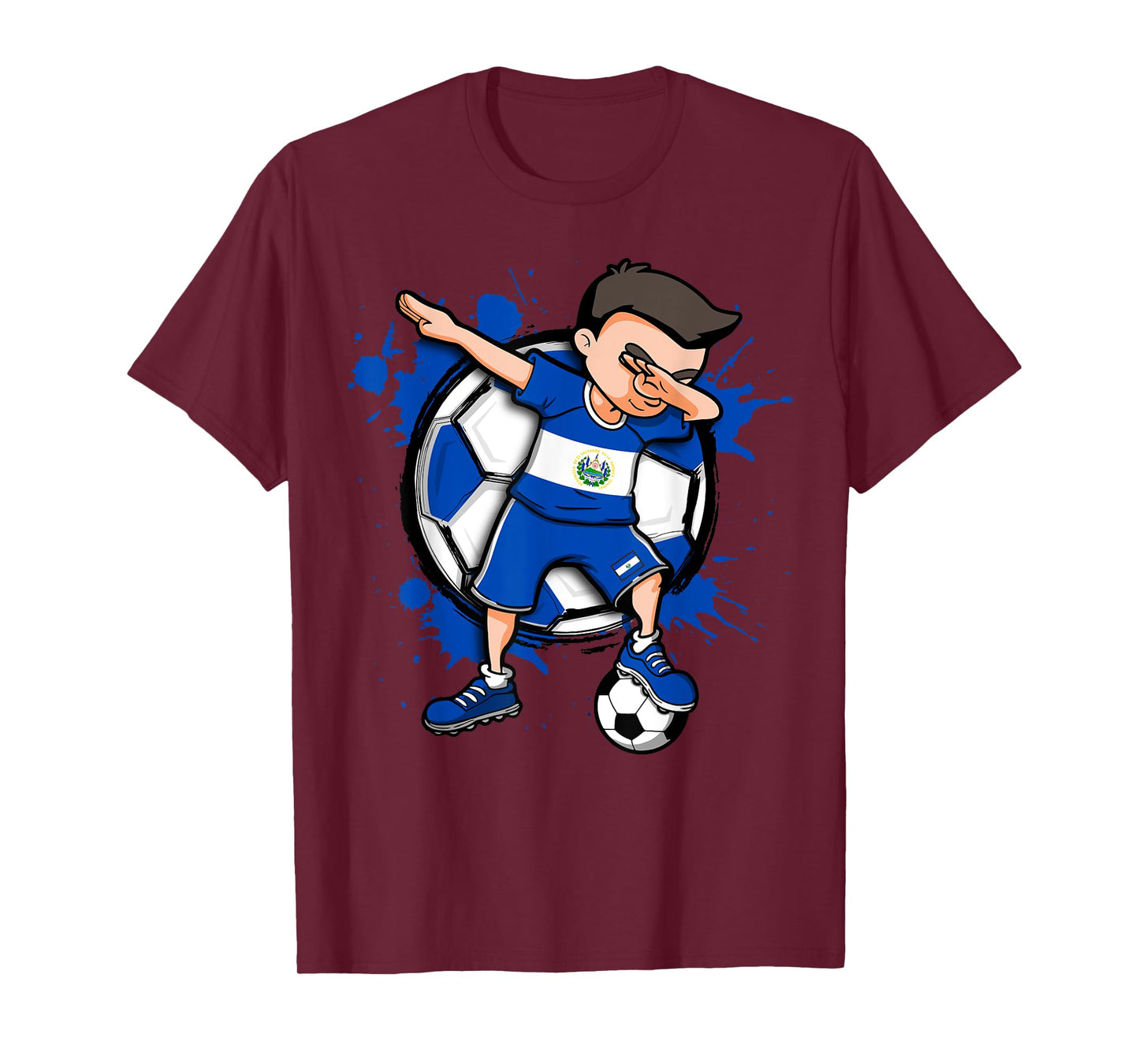 Dabbing Soccer Boy El Salvador Football Lovers Jersey Flag T-Shirt