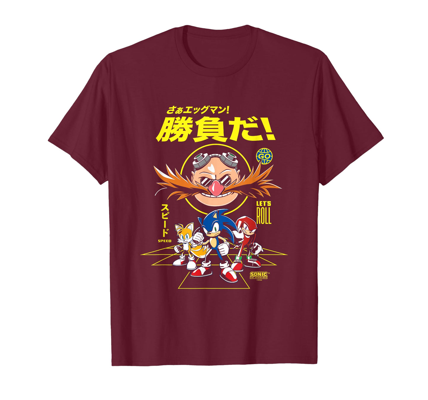 Sonic The Hedgehog Let's Roll Distressed Kanji Poster T-Shirt