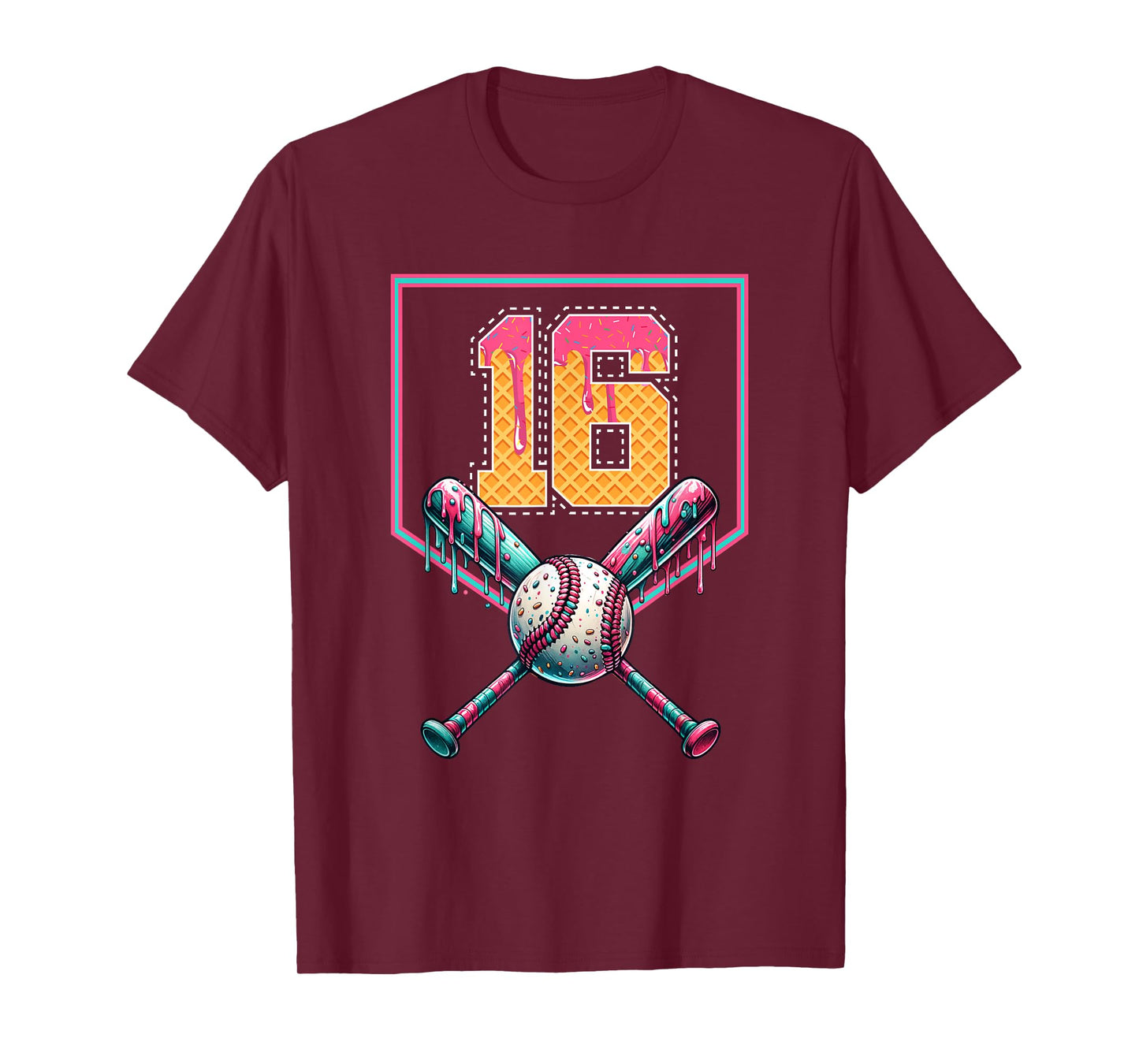 Baseball Drip Number 16 Player Or 16th Birthday Drip Style T-Shirt
